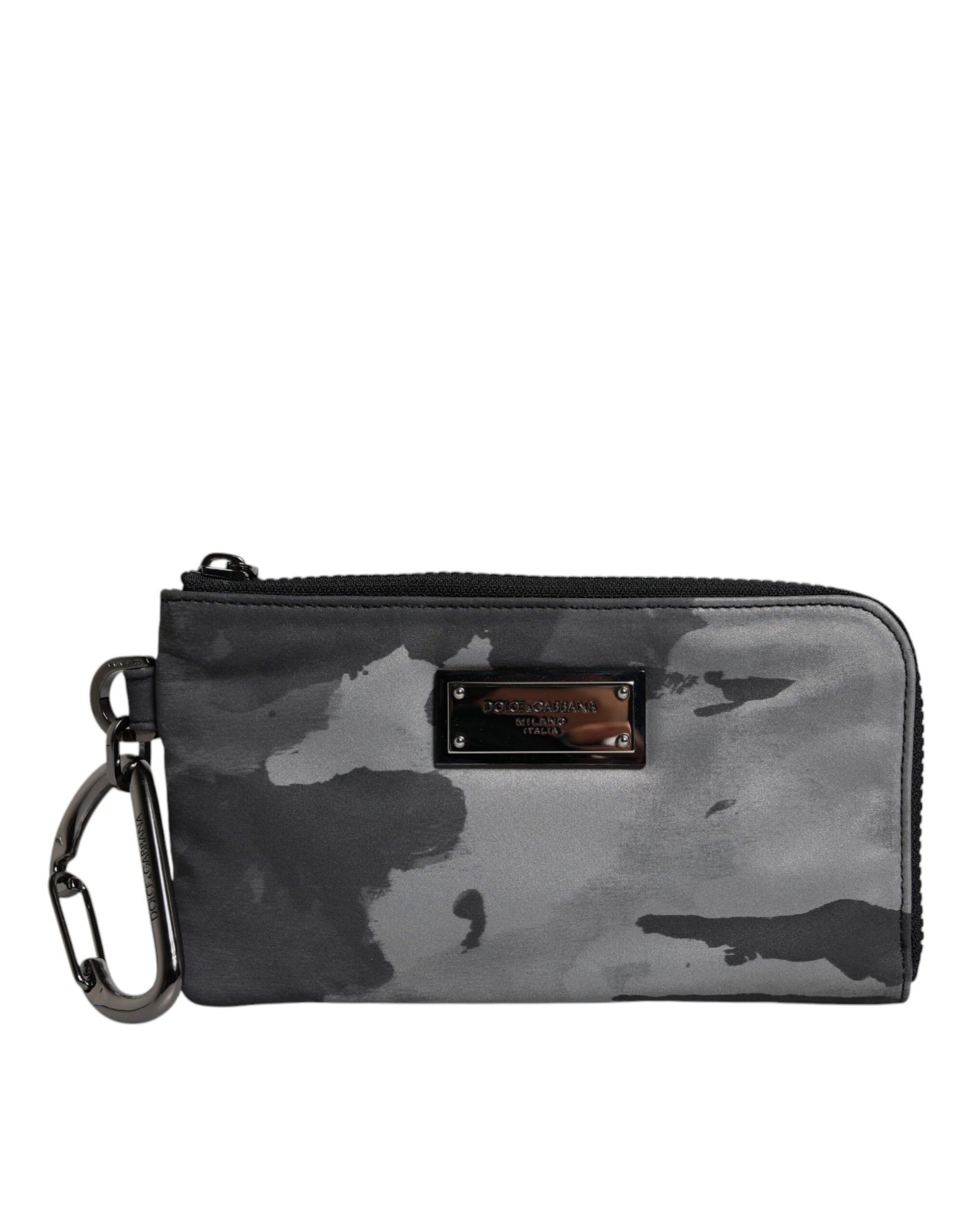 Schwarz-graue Camouflage-Logo-Schlüsselanhängertasche