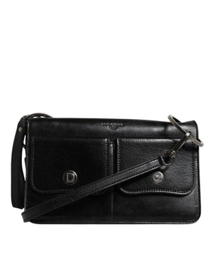 Dolce & Gabbana Black Leather Logo Purse Shoulder Crossbody Bag