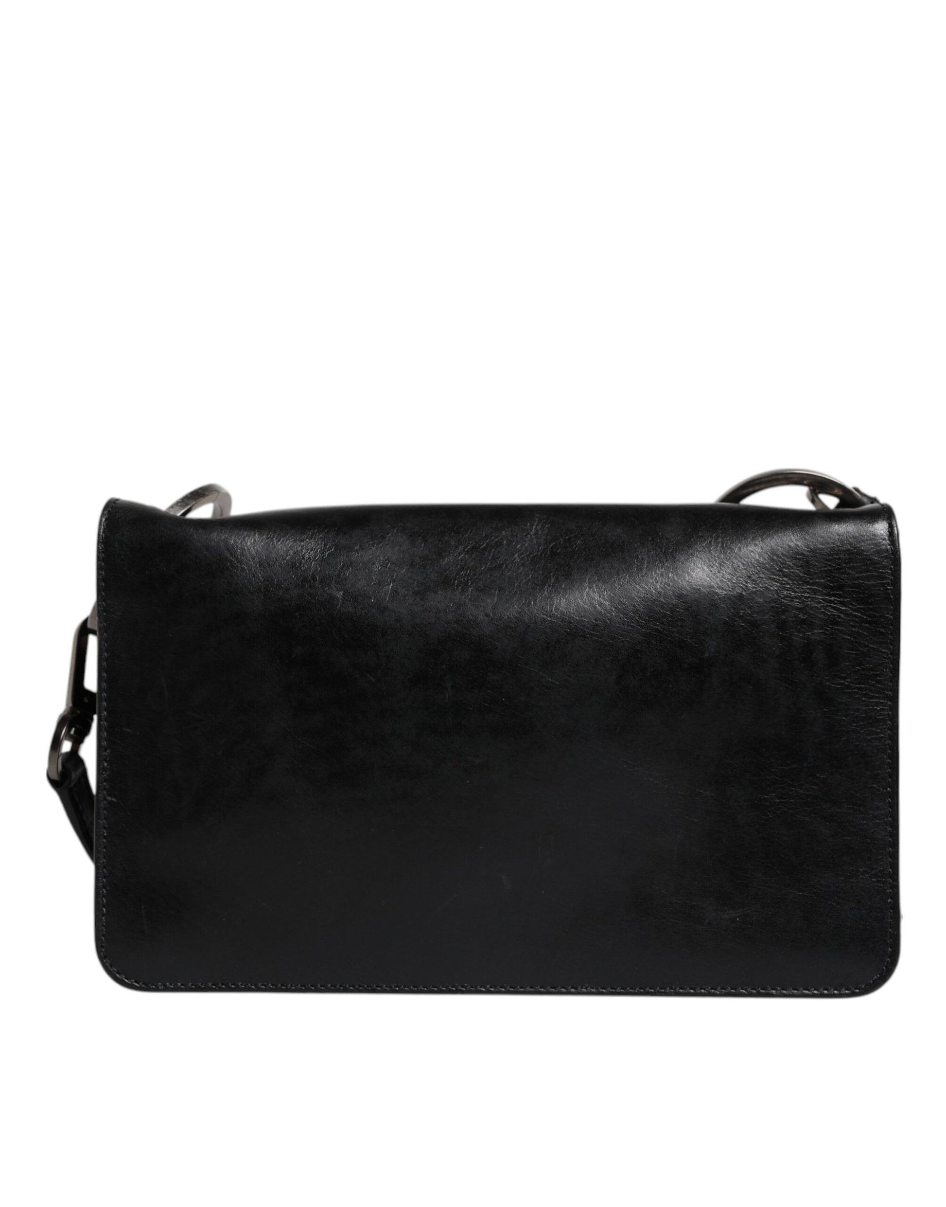 Dolce & Gabbana Black Leather Logo Purse Shoulder Crossbody Bag