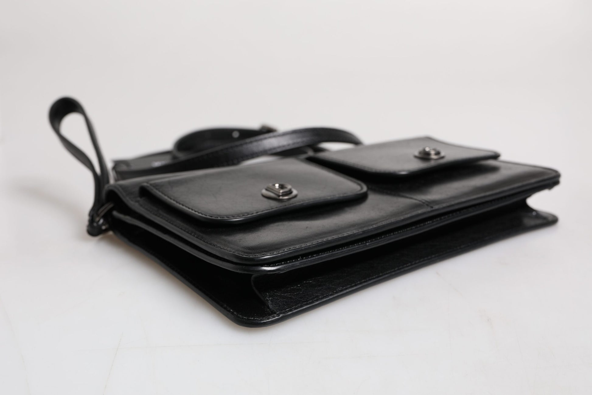 Dolce & Gabbana Black Leather Logo Purse Shoulder Crossbody Bag