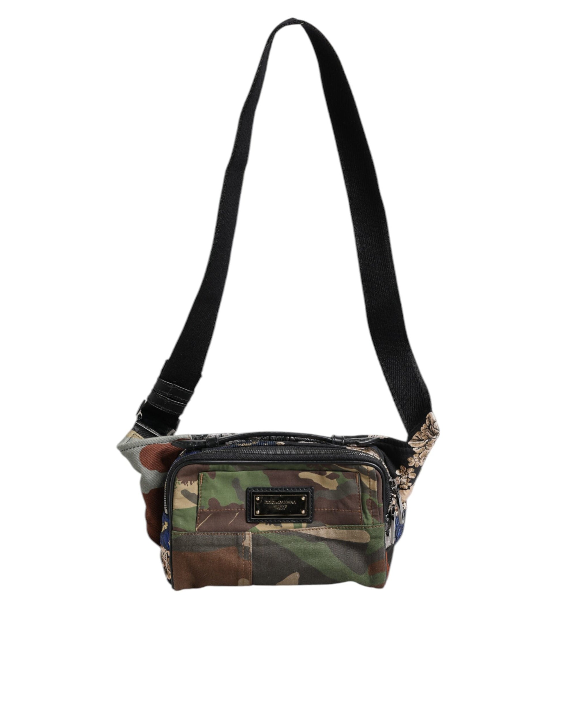 Mehrfarbige Gürteltasche mit Camouflage-Patchwork-Logo