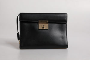 Dolce & Gabbana Black Leather Logo Plaque Document Briefcase Bag