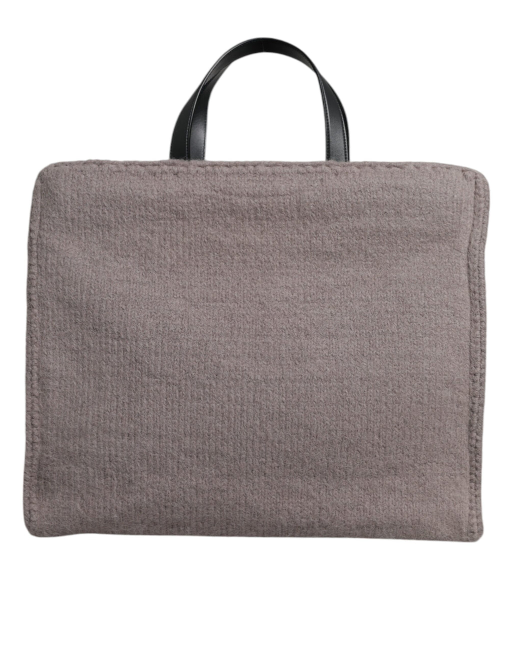 Graue Tote-Umhängetasche aus Alpakawolle mit Logo-Schild
