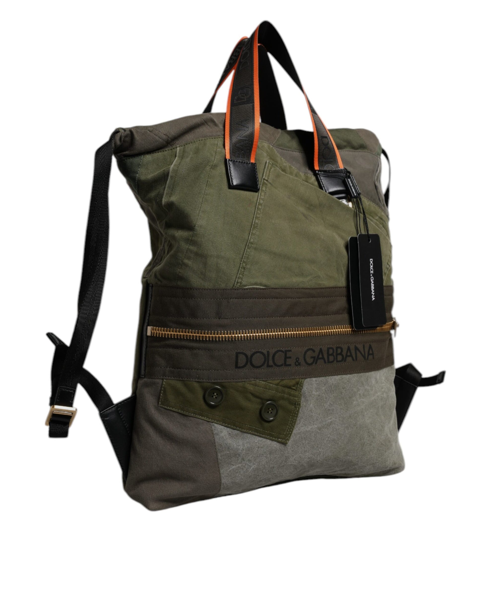 Militärgrüner Patchwork-Rucksack