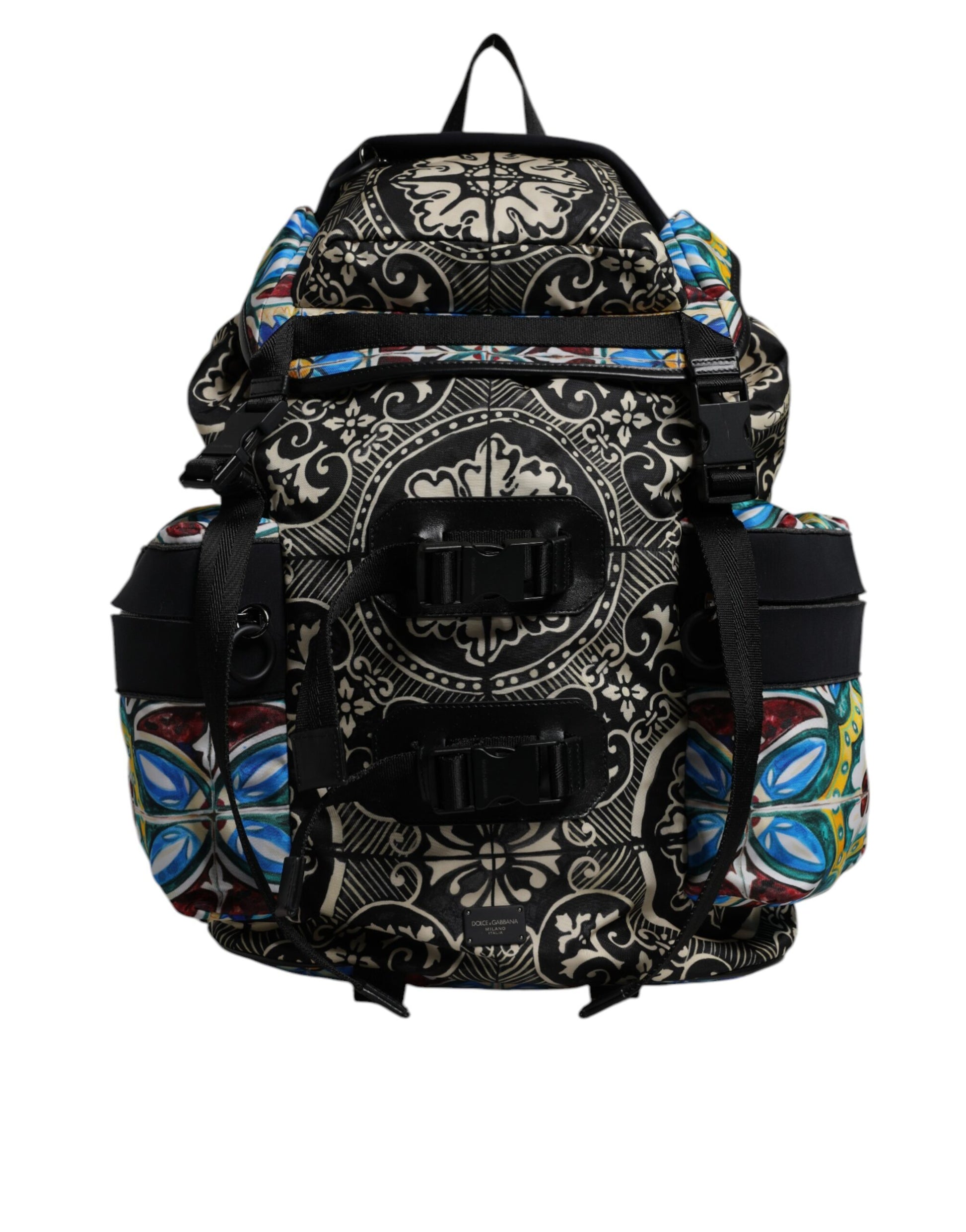 Mehrfarbiger Rucksack aus Nylon mit Maiolika-Print