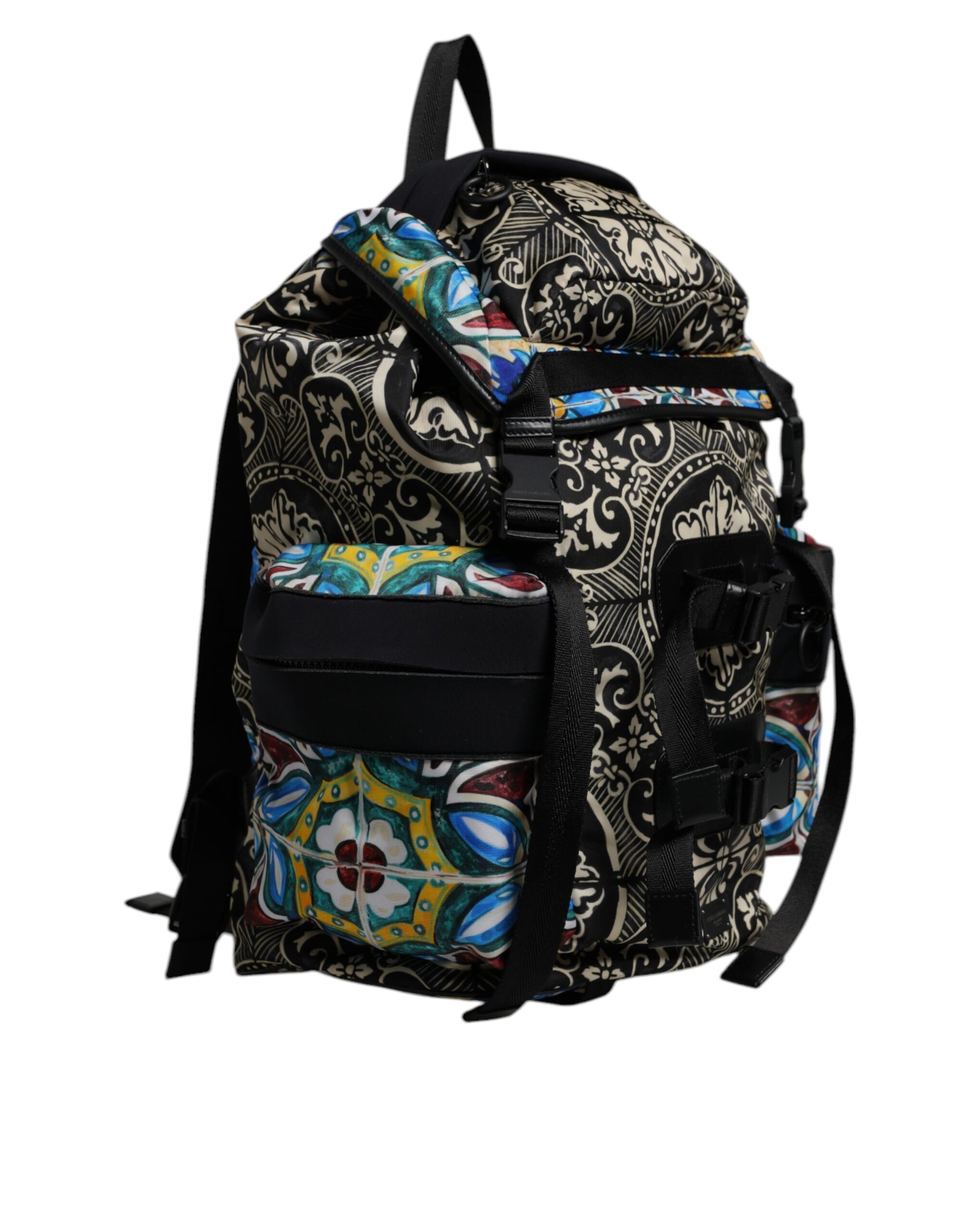Mehrfarbiger Rucksack aus Nylon mit Maiolika-Print