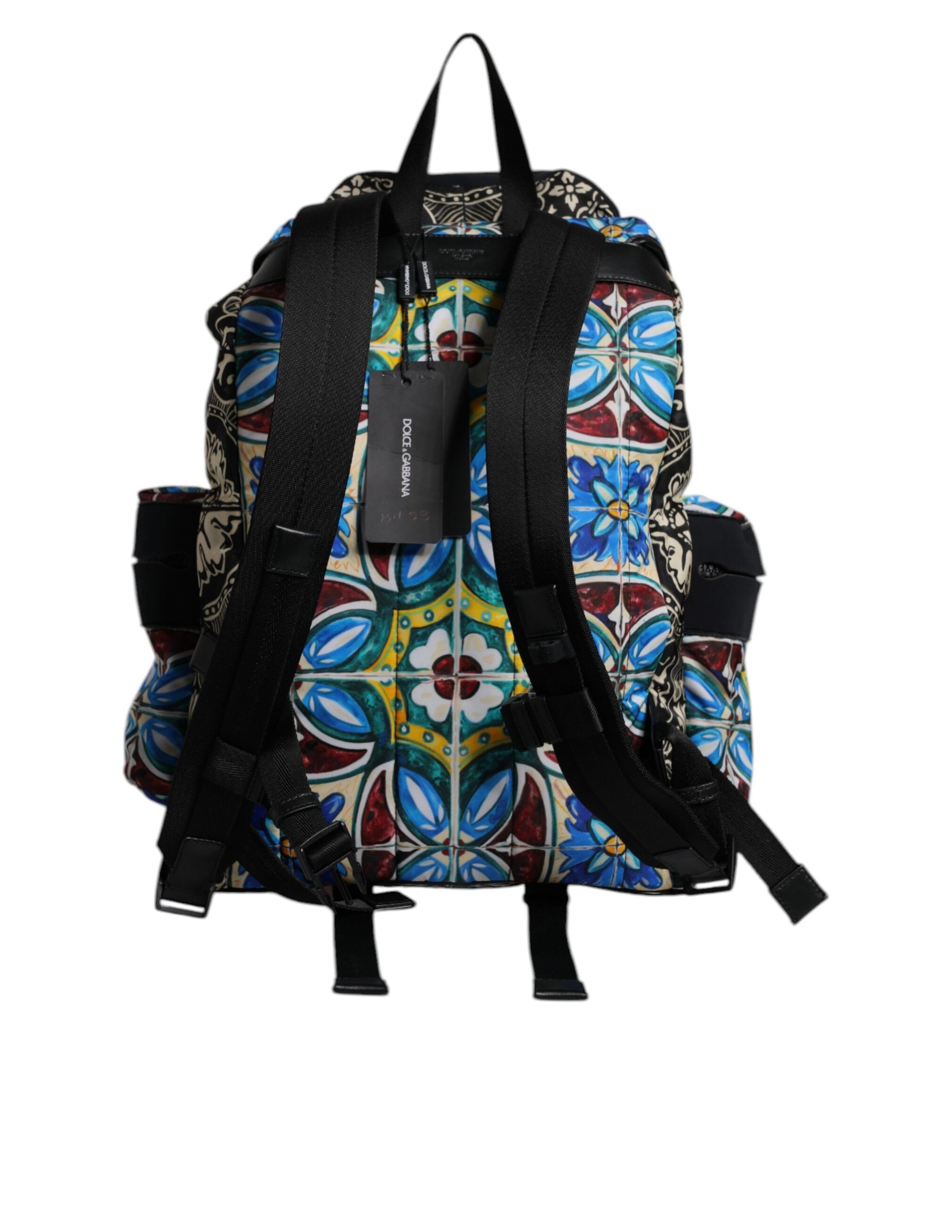 Mehrfarbiger Rucksack aus Nylon mit Maiolika-Print