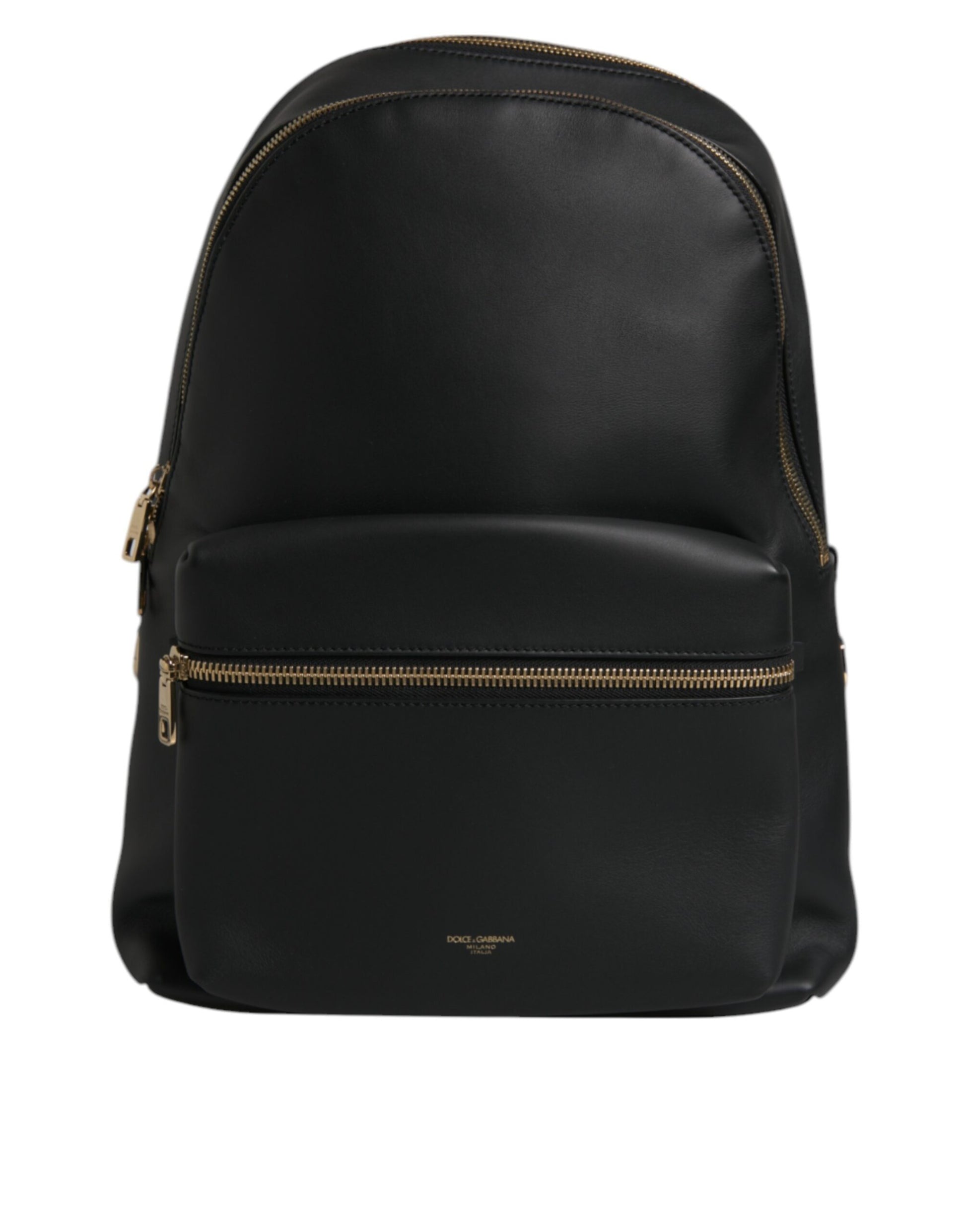 Schwarzer Reiserucksack aus Leder mit DG-Logo-Print