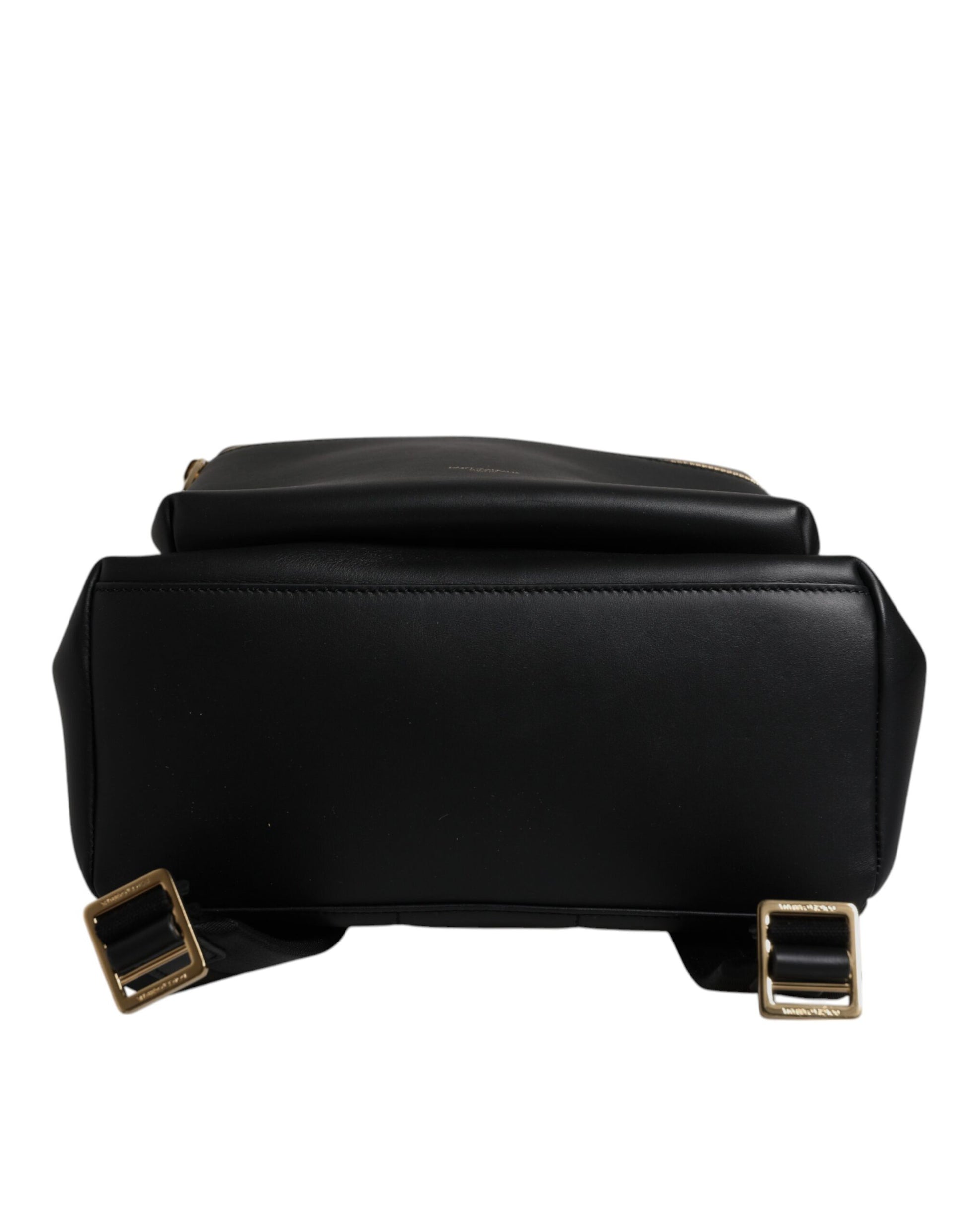 Schwarzer Reiserucksack aus Leder mit DG-Logo-Print