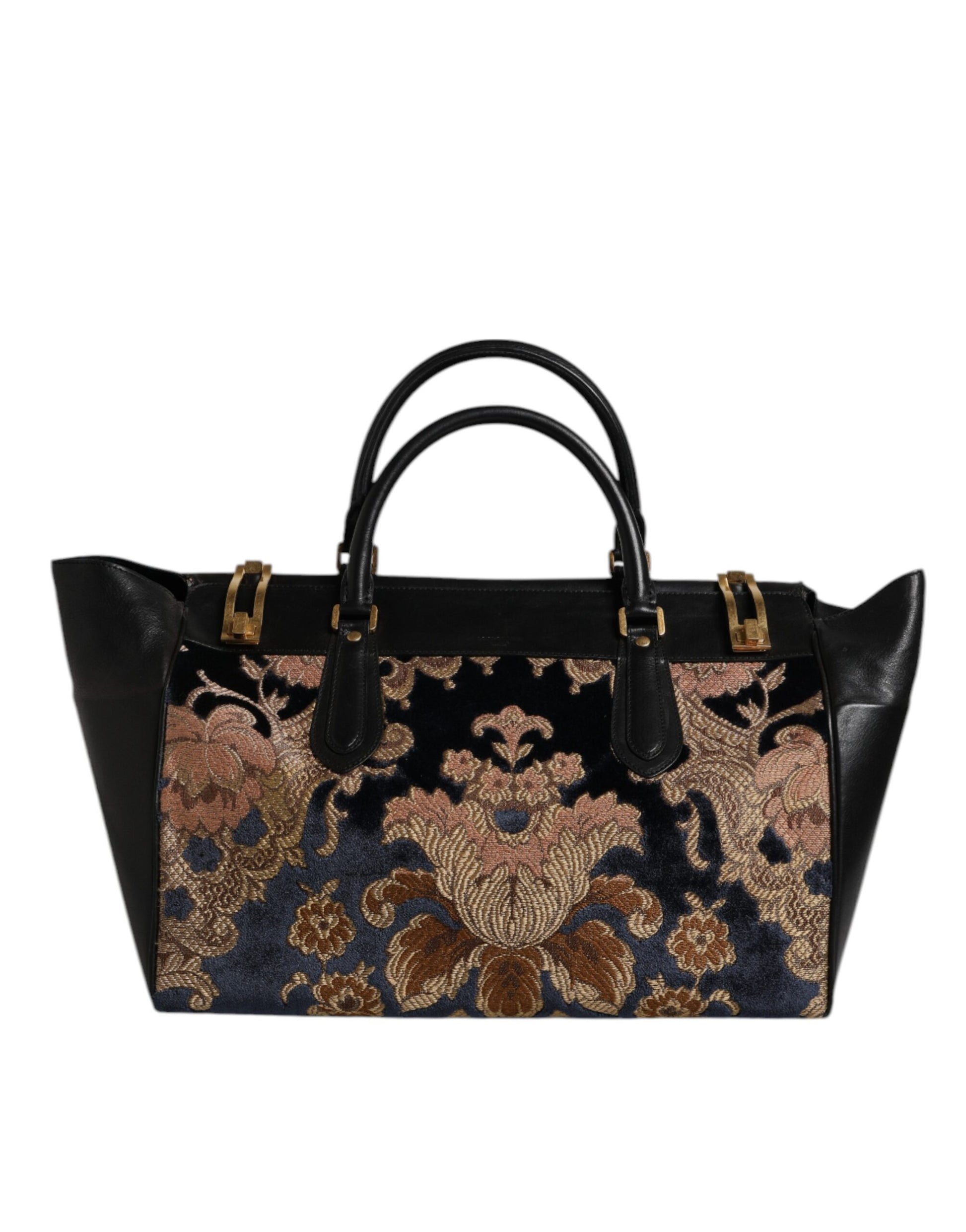 Schwarze Jacquard-Handtasche mit Blumenmuster, Schultertasche