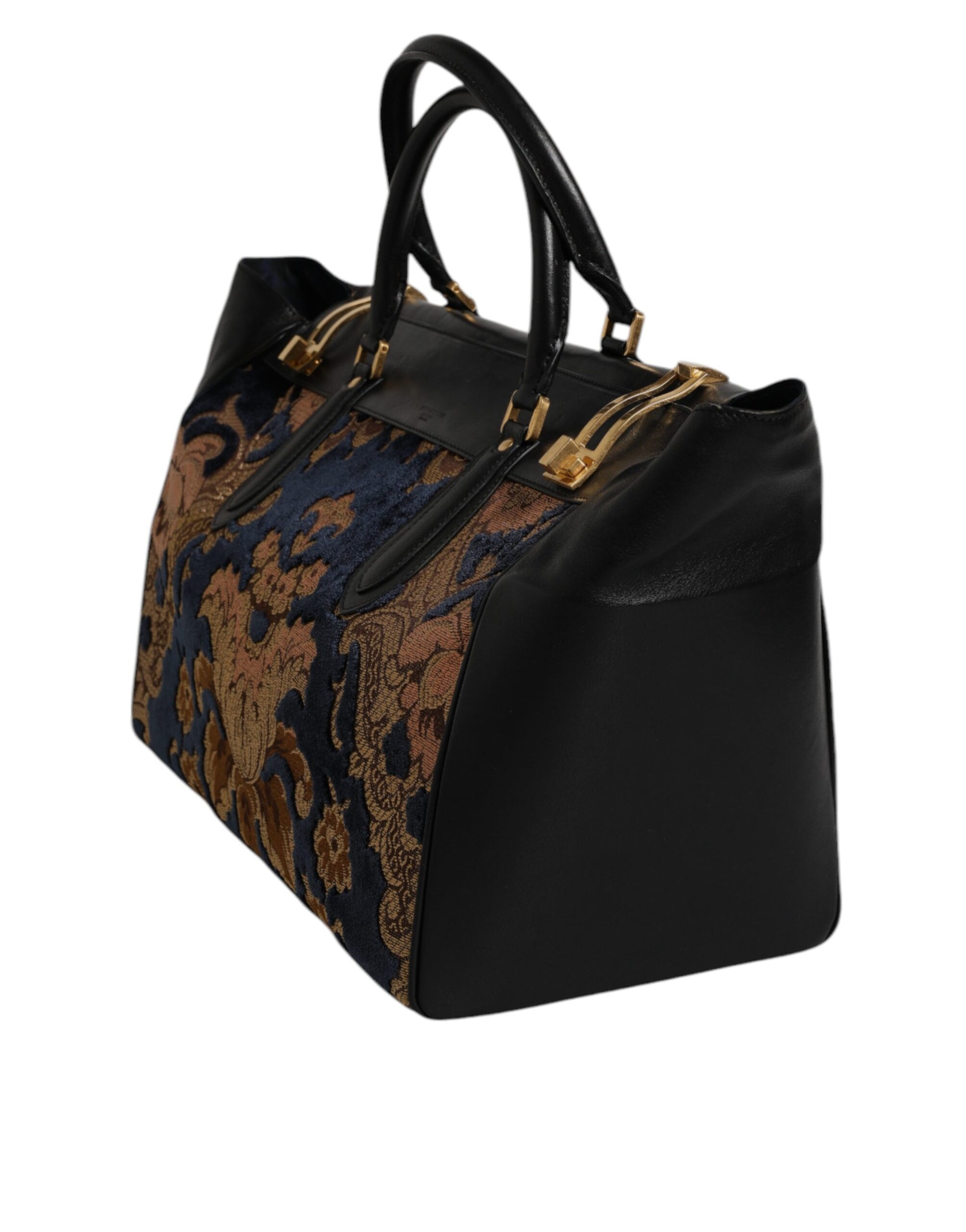 Schwarze Jacquard-Handtasche mit Blumenmuster, Schultertasche