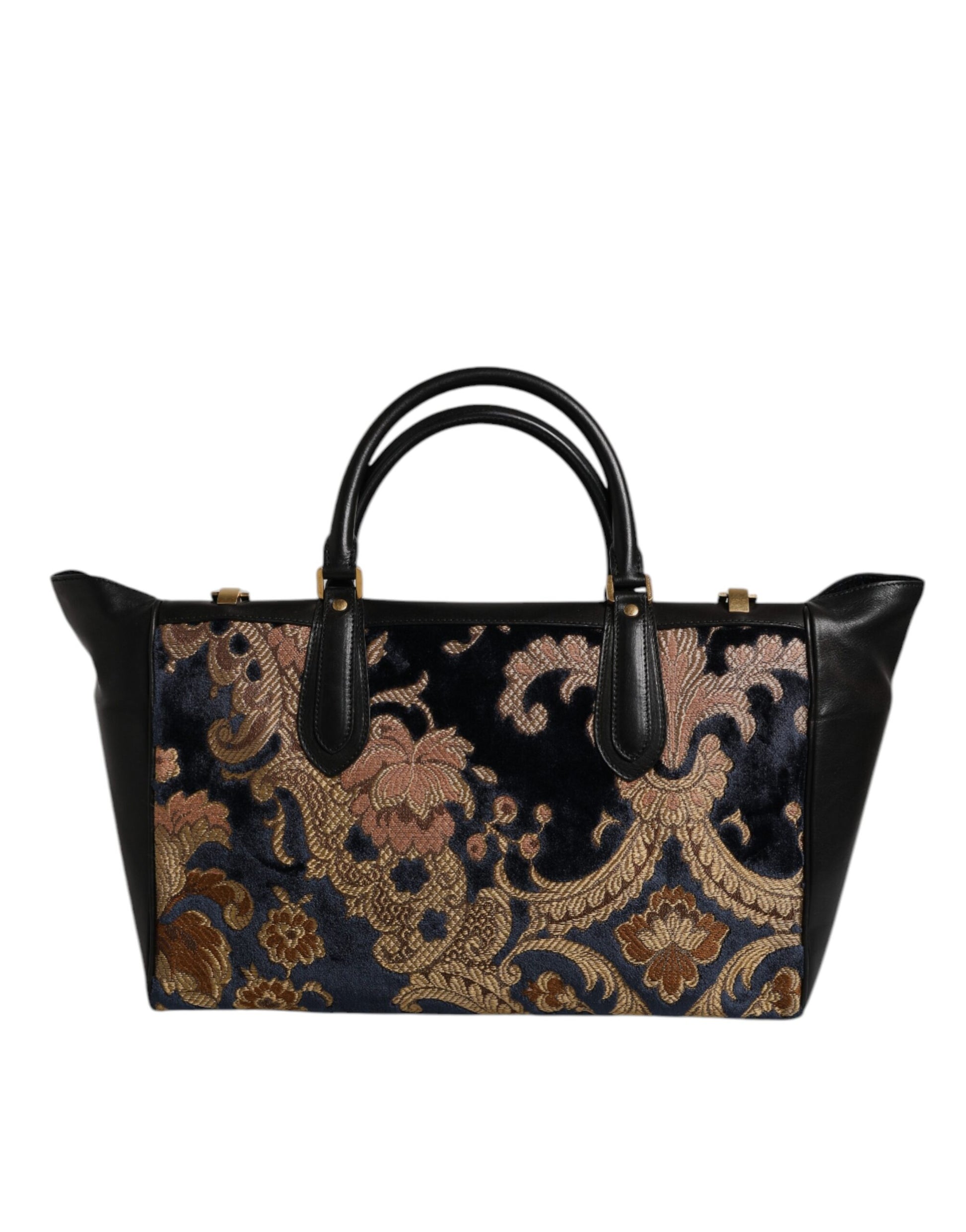 Schwarze Jacquard-Handtasche mit Blumenmuster, Schultertasche