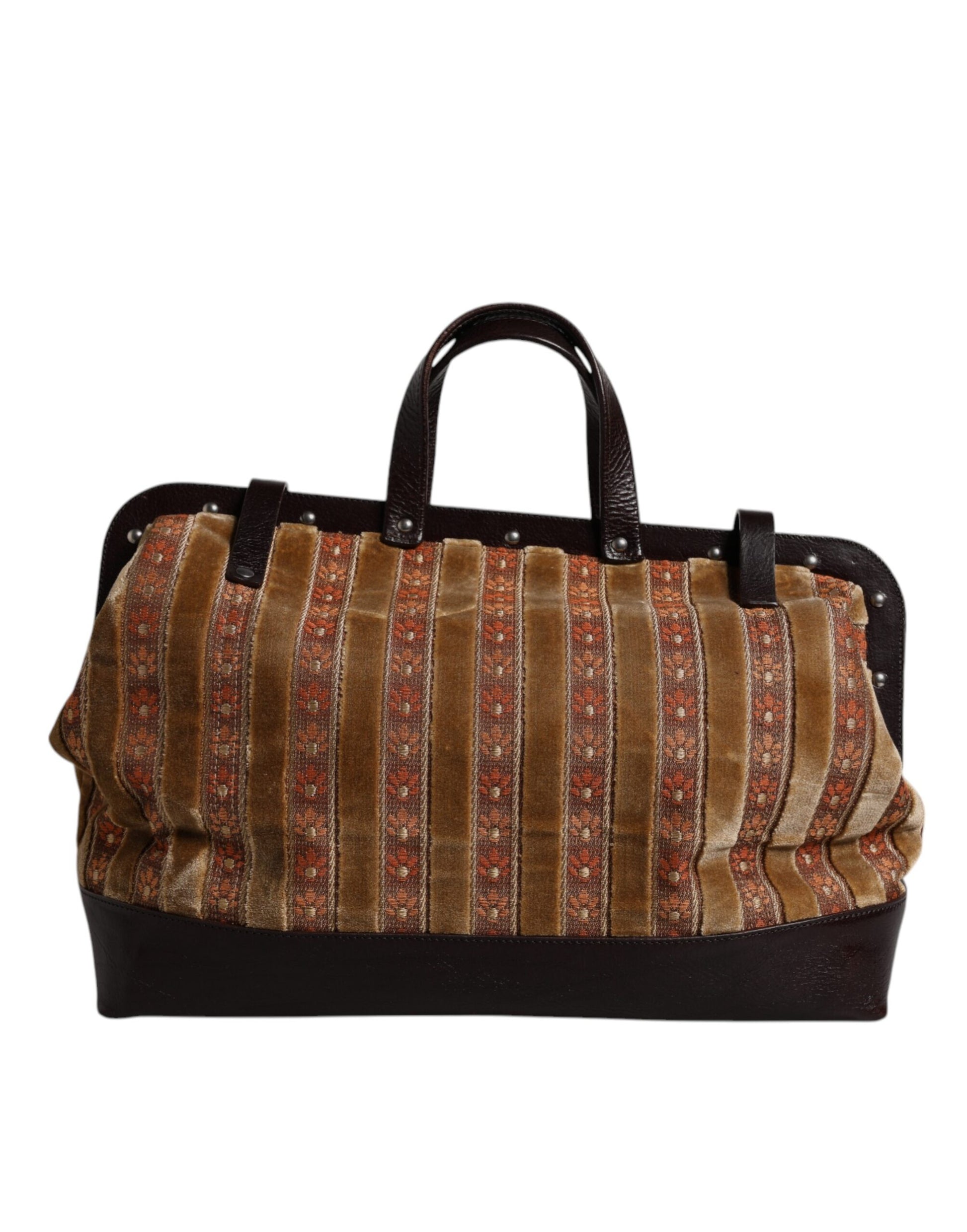 Beige Kastanienbraun Samt Leder Jacquard Reise Handtasche Tasche