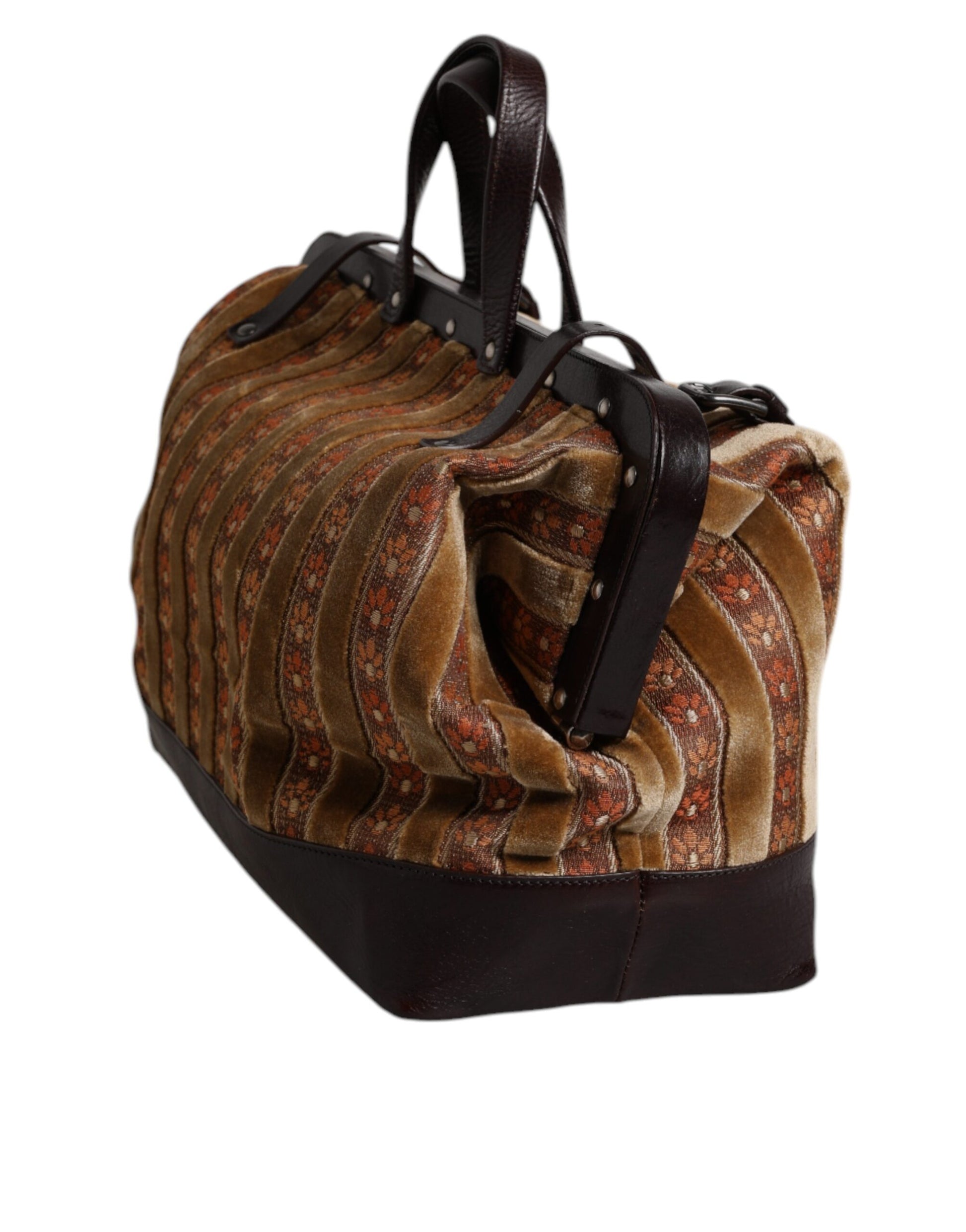 Beige Kastanienbraun Samt Leder Jacquard Reise Handtasche Tasche