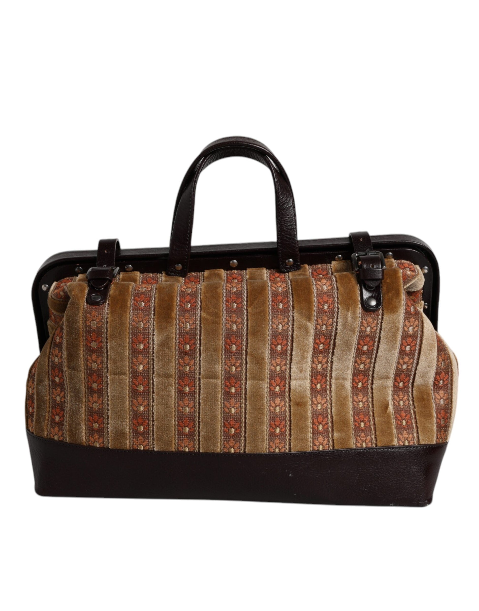 Beige Kastanienbraun Samt Leder Jacquard Reise Handtasche Tasche