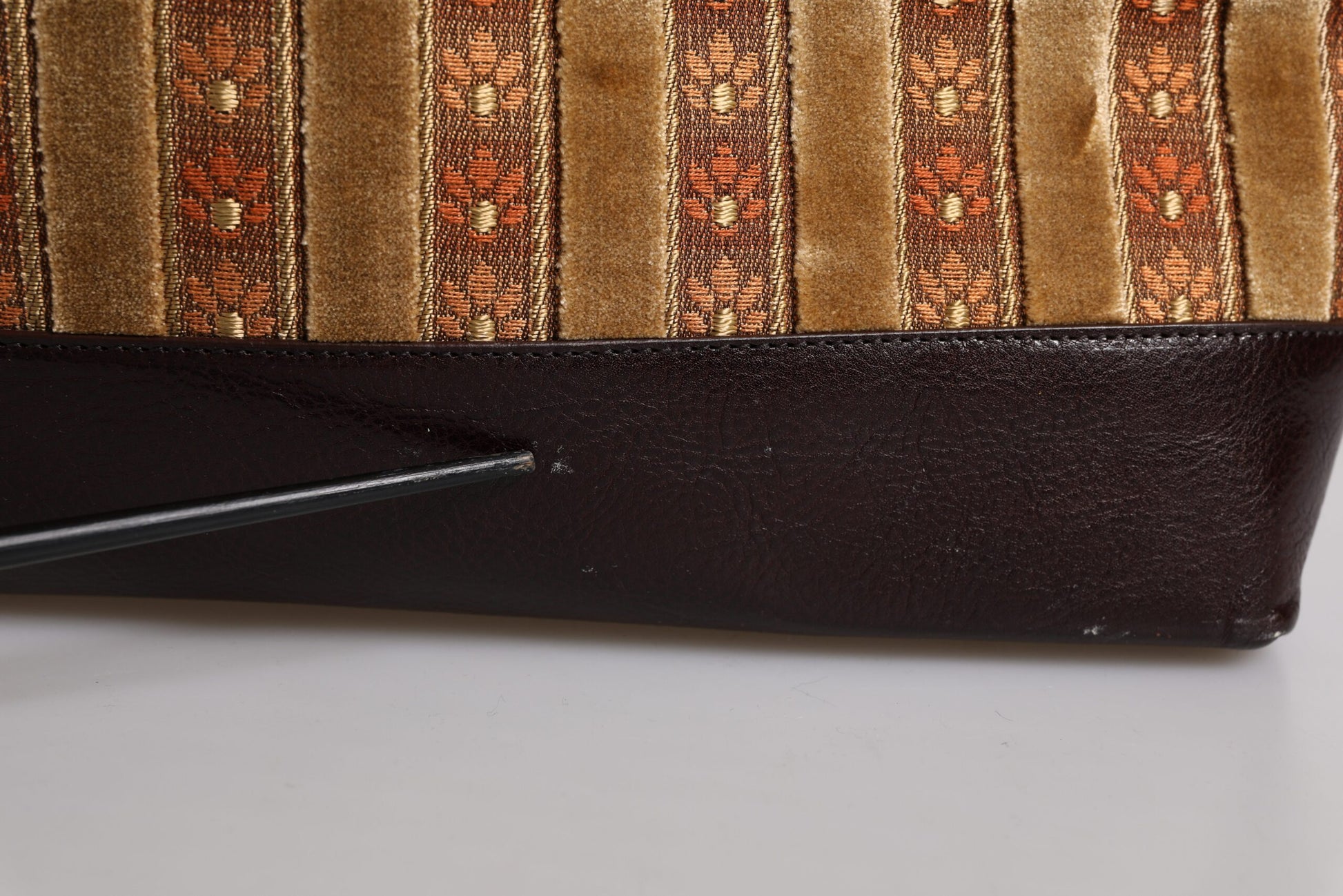 Beige Kastanienbraun Samt Leder Jacquard Reise Handtasche Tasche