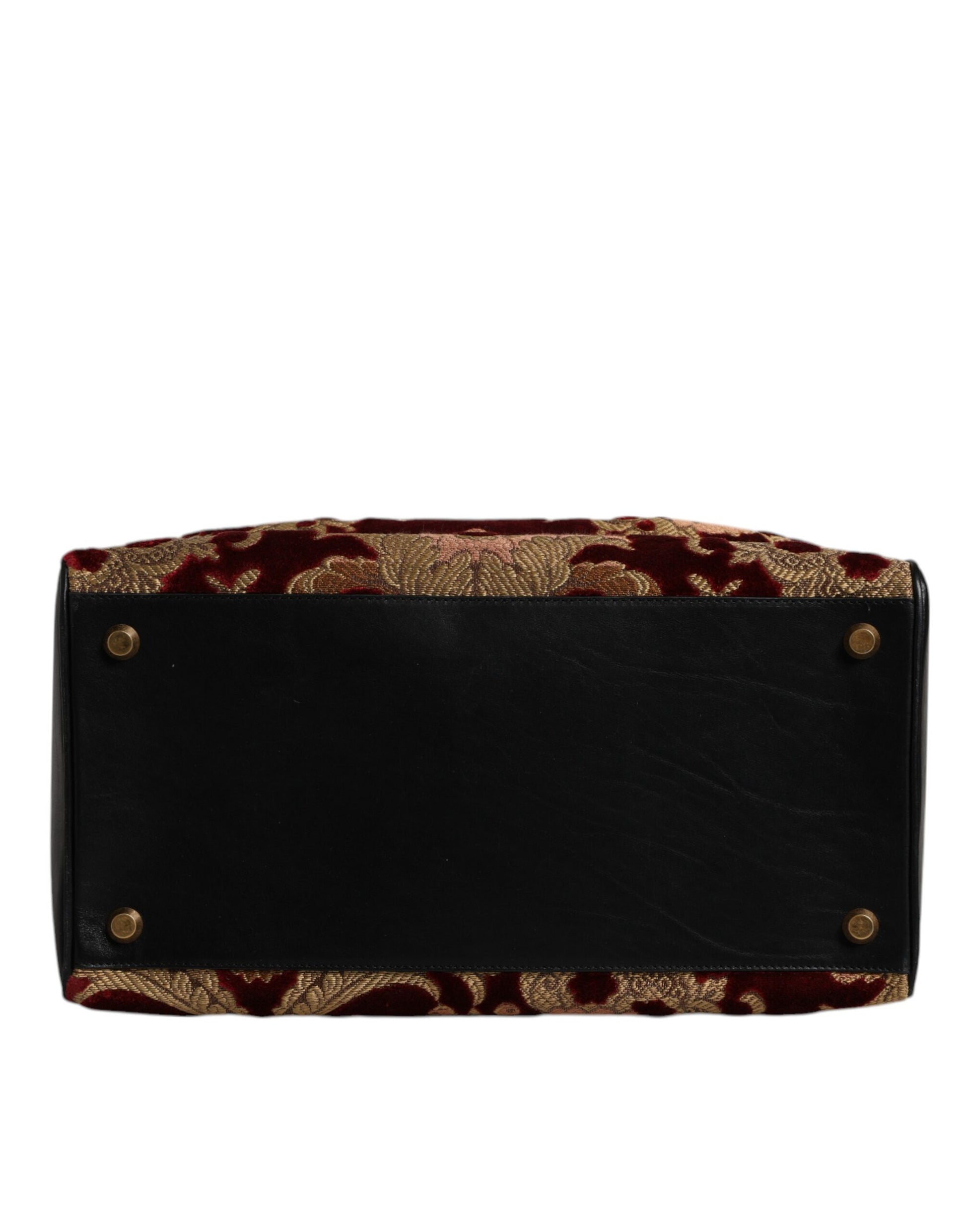 Dolce & Gabbana Multicolor Leather Brocade Velvet Travel Duffle Tote Bag