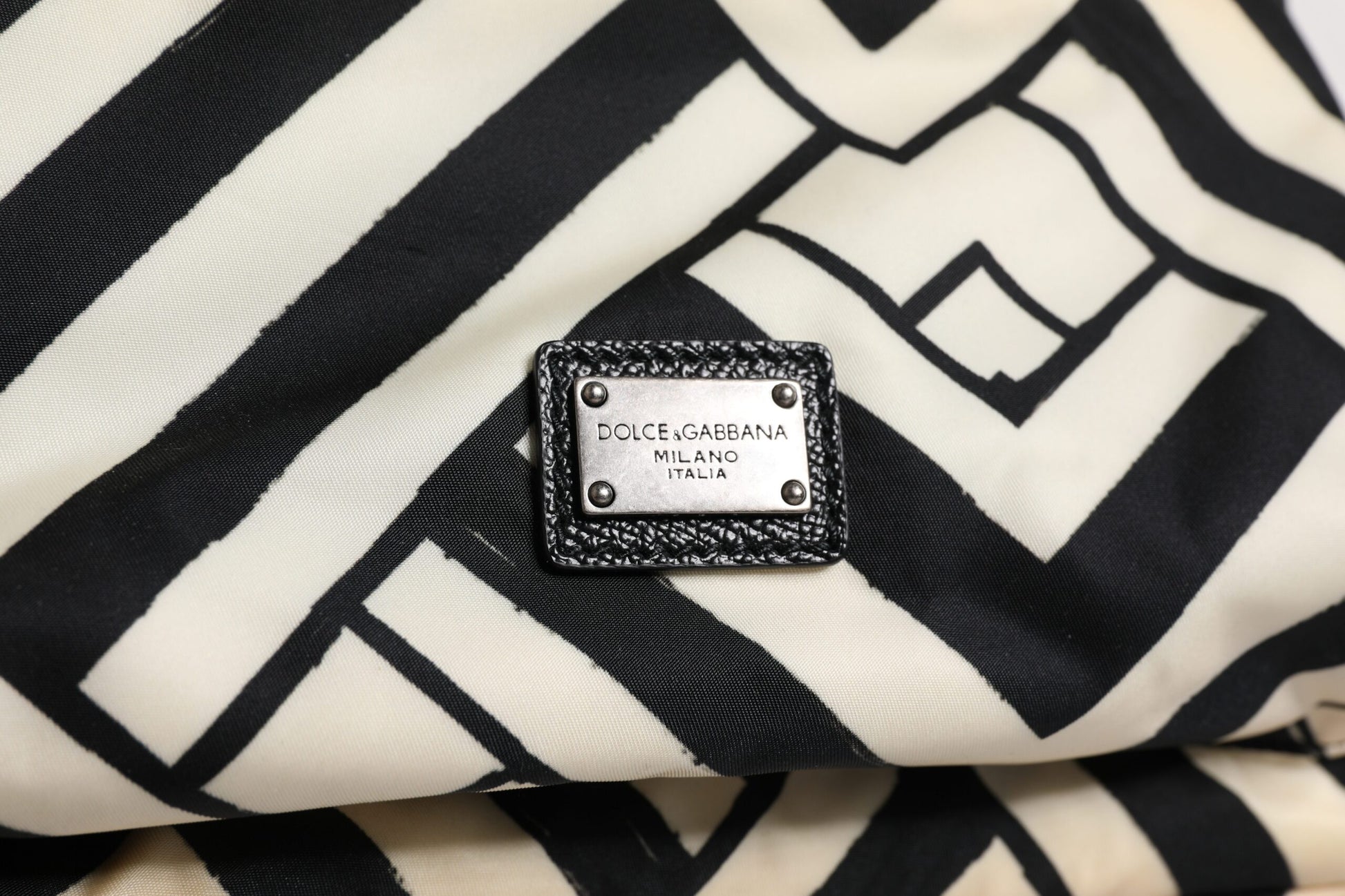 Dolce & Gabbana Black White Nylon Leather Travel Back Pack Bag