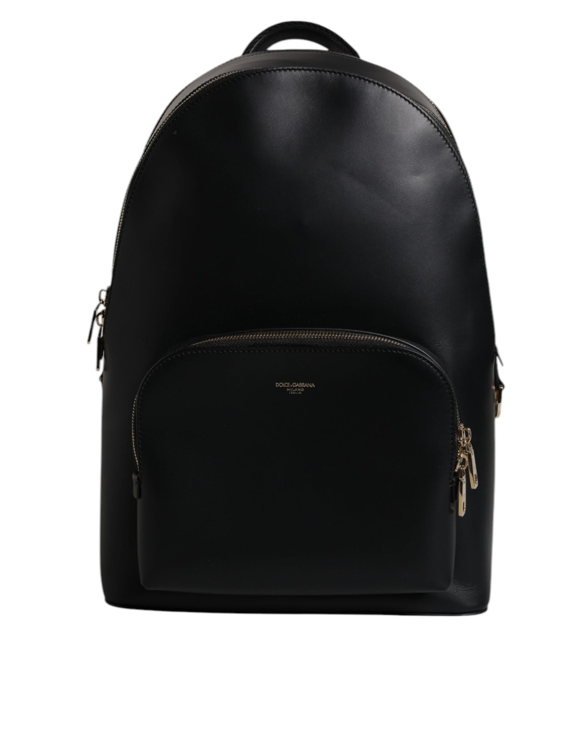 Schwarzer Reiserucksack aus Leder mit DG-Logo-Print