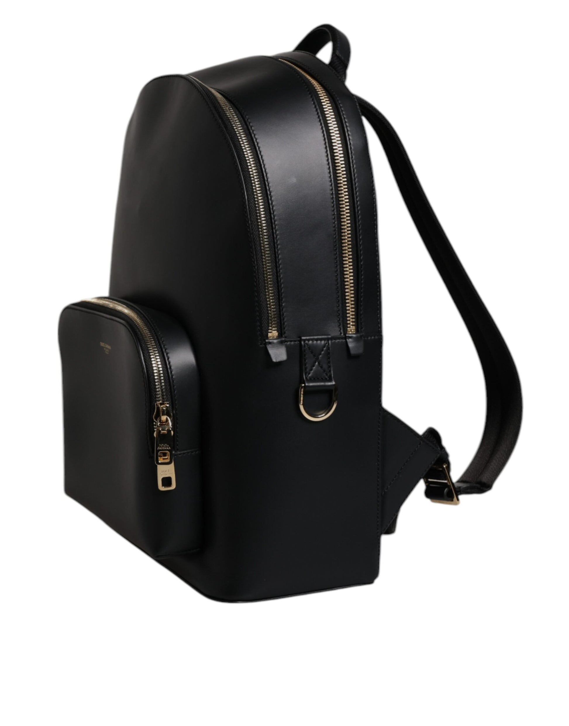 Schwarzer Reiserucksack aus Leder mit DG-Logo-Print