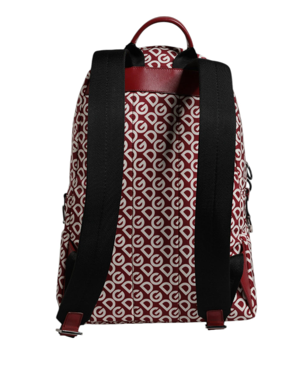 Rot-weißer Reiserucksack aus Nylon mit DG-Logodruck