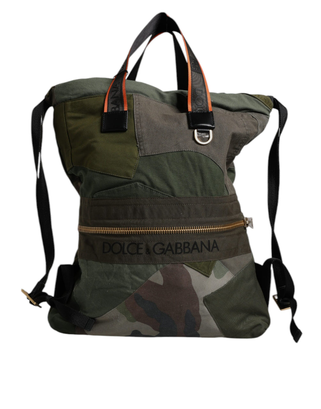 Dolce & Gabbana Military Green Patchwork Rucksack Backpack Bag
