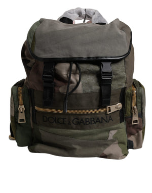 Dolce & Gabbana Military Green Patchwork School Backpack Bag