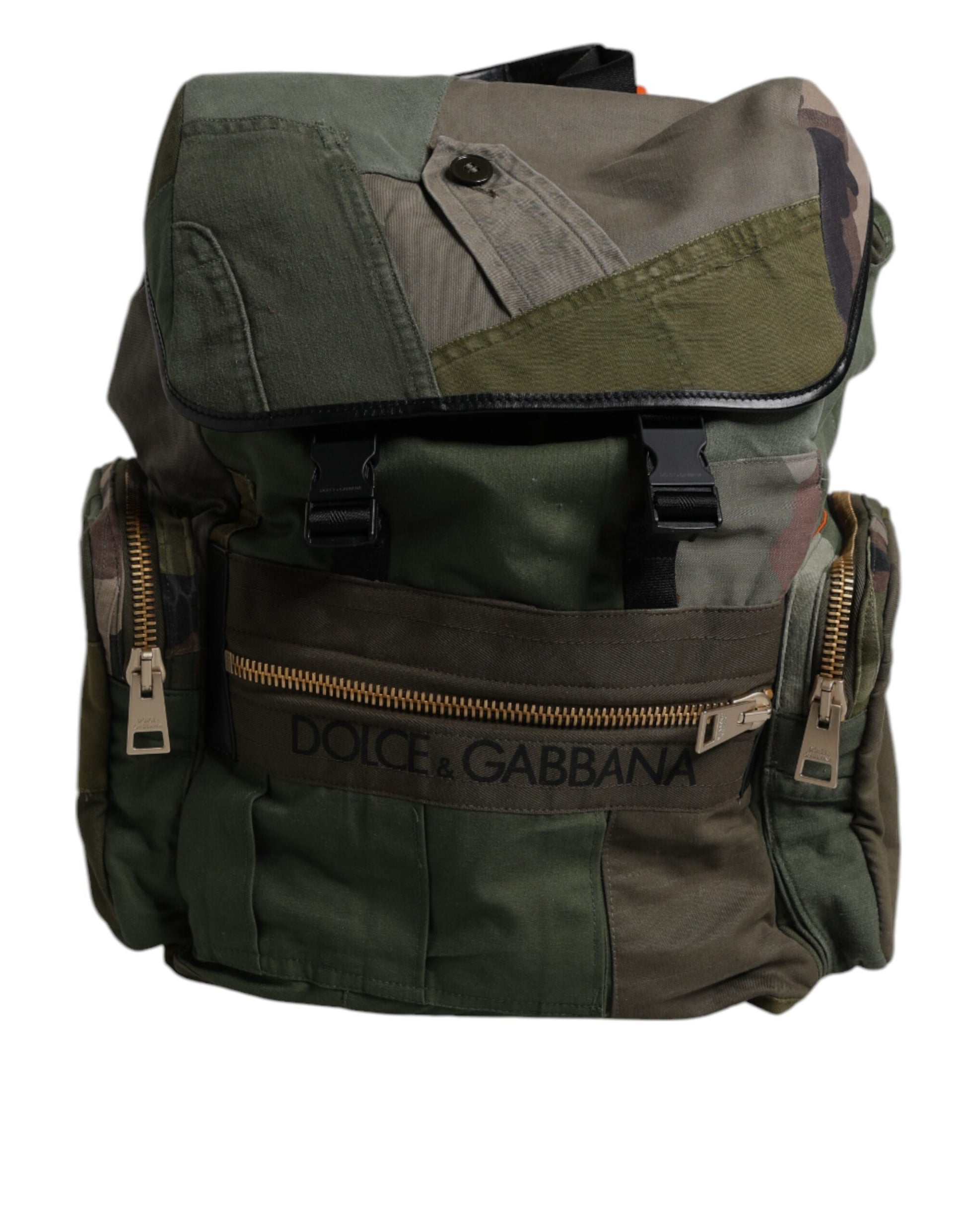 Militärgrüner Patchwork-Reiserucksack
