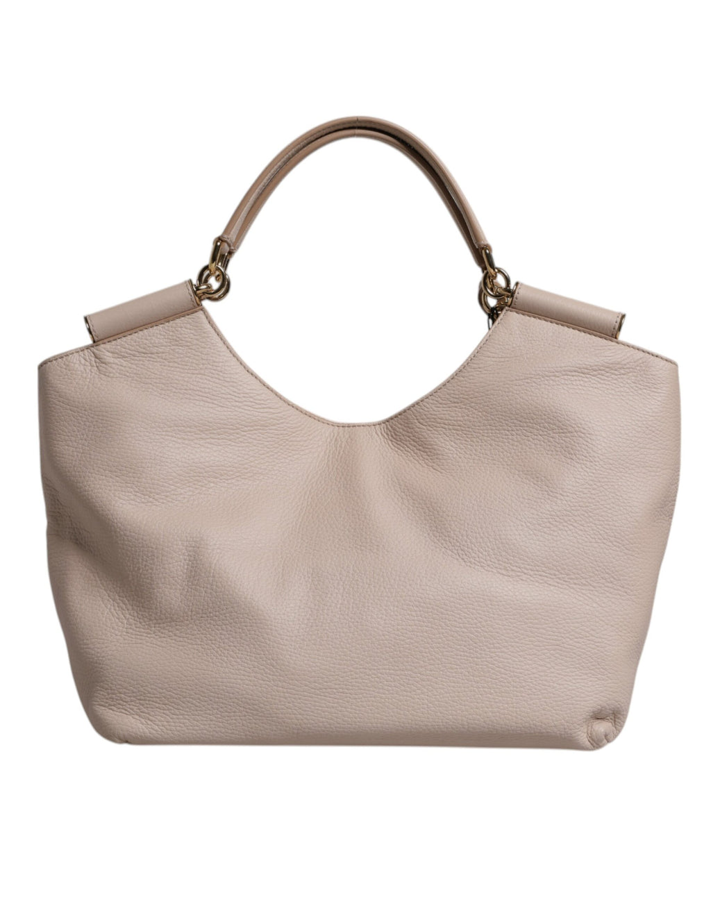 Light Pink Deer Leather Logo Plaque Tote Top Handle Bag