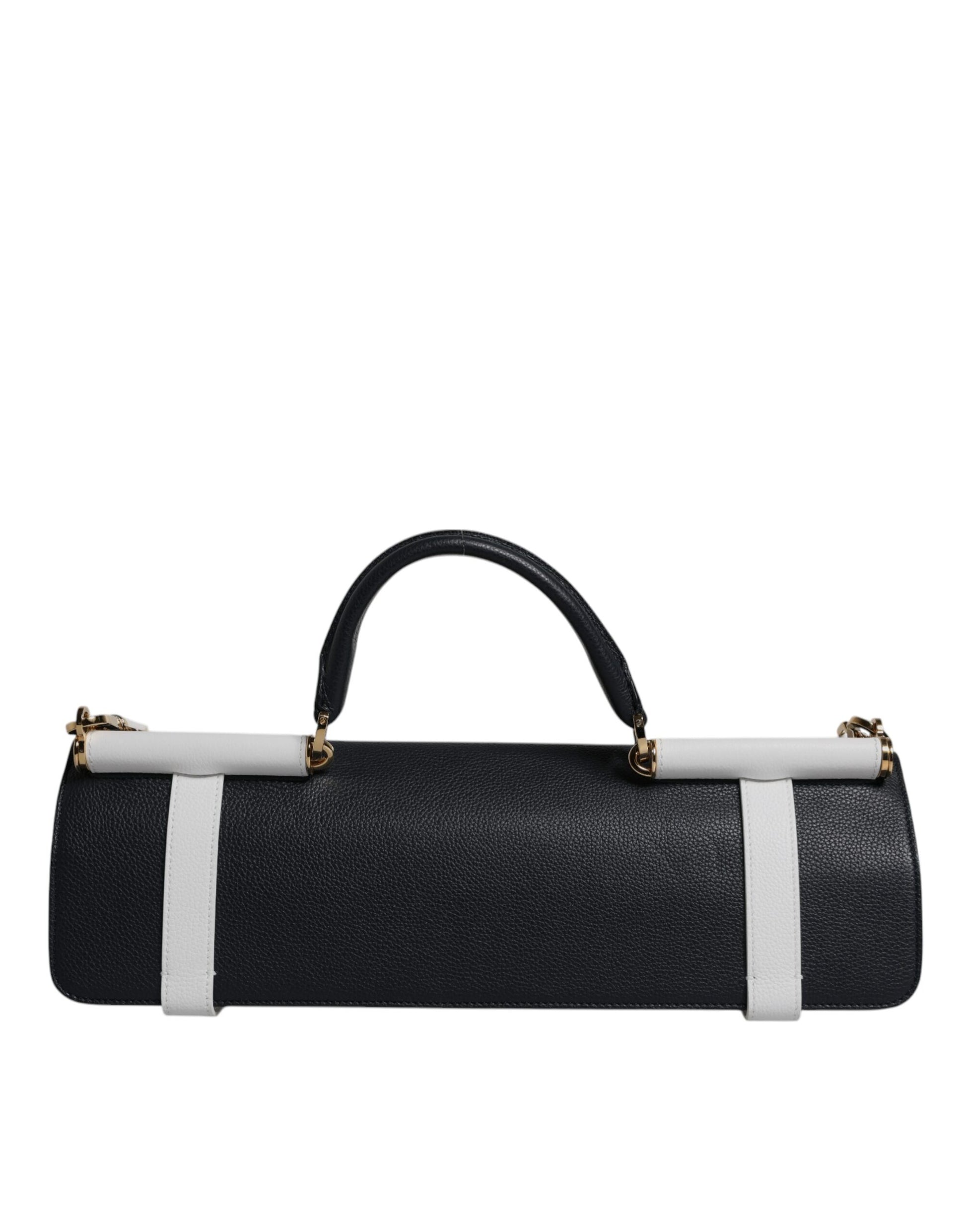 Blau-weiße Umhängetasche aus Kalbsleder