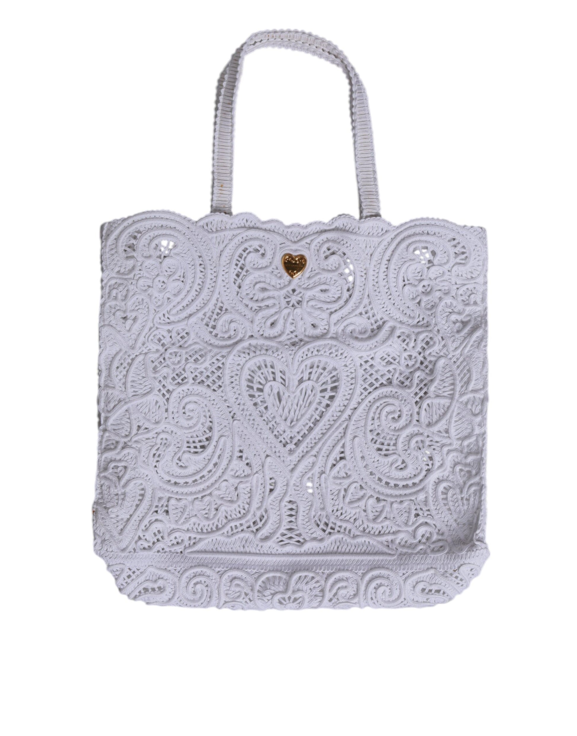Dolce & Gabbana White Cordonetto Lace Beatrice Tote Shopping Bag
