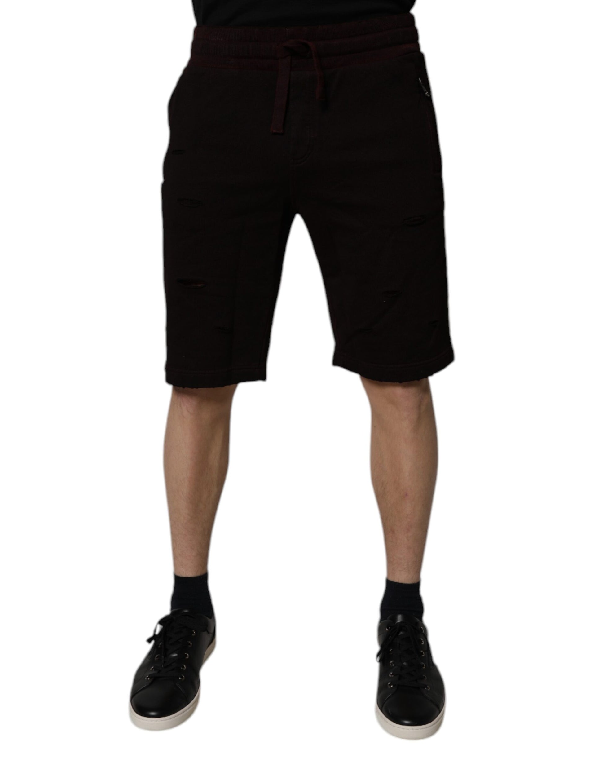 Dolce & Gabbana Maroon Cotton Sweatshorts Men Bermuda Shorts