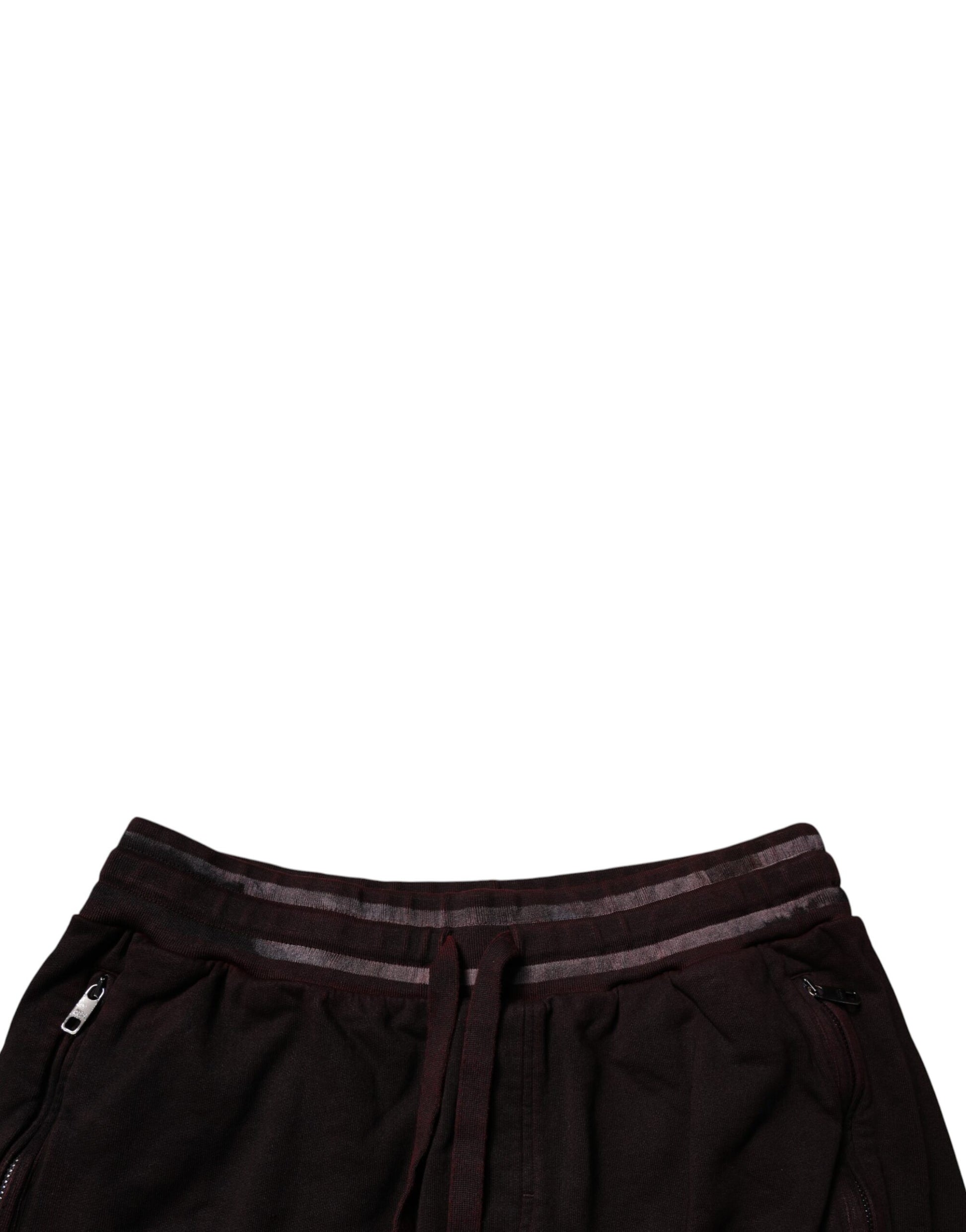 Dolce & Gabbana Maroon Cotton Logo Plaque Men Bermuda Shorts