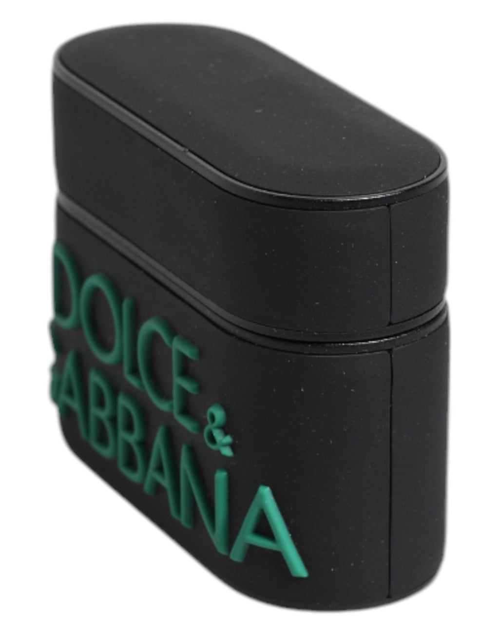 Airpods-Hülle aus Silikon mit geprägtem Logo in Schwarz und Orange