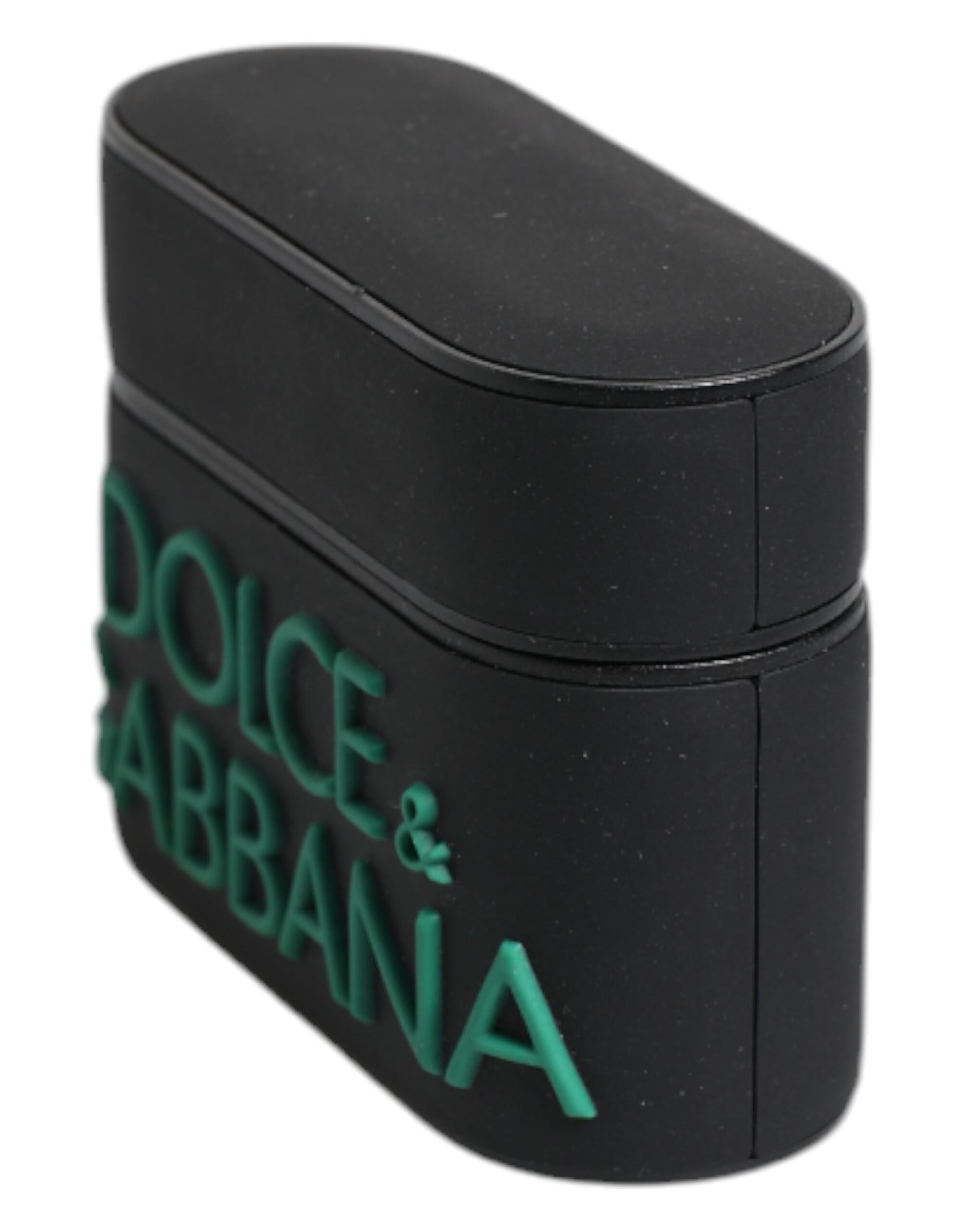 Airpods-Hülle aus Silikon mit geprägtem Logo in Schwarz und Orange