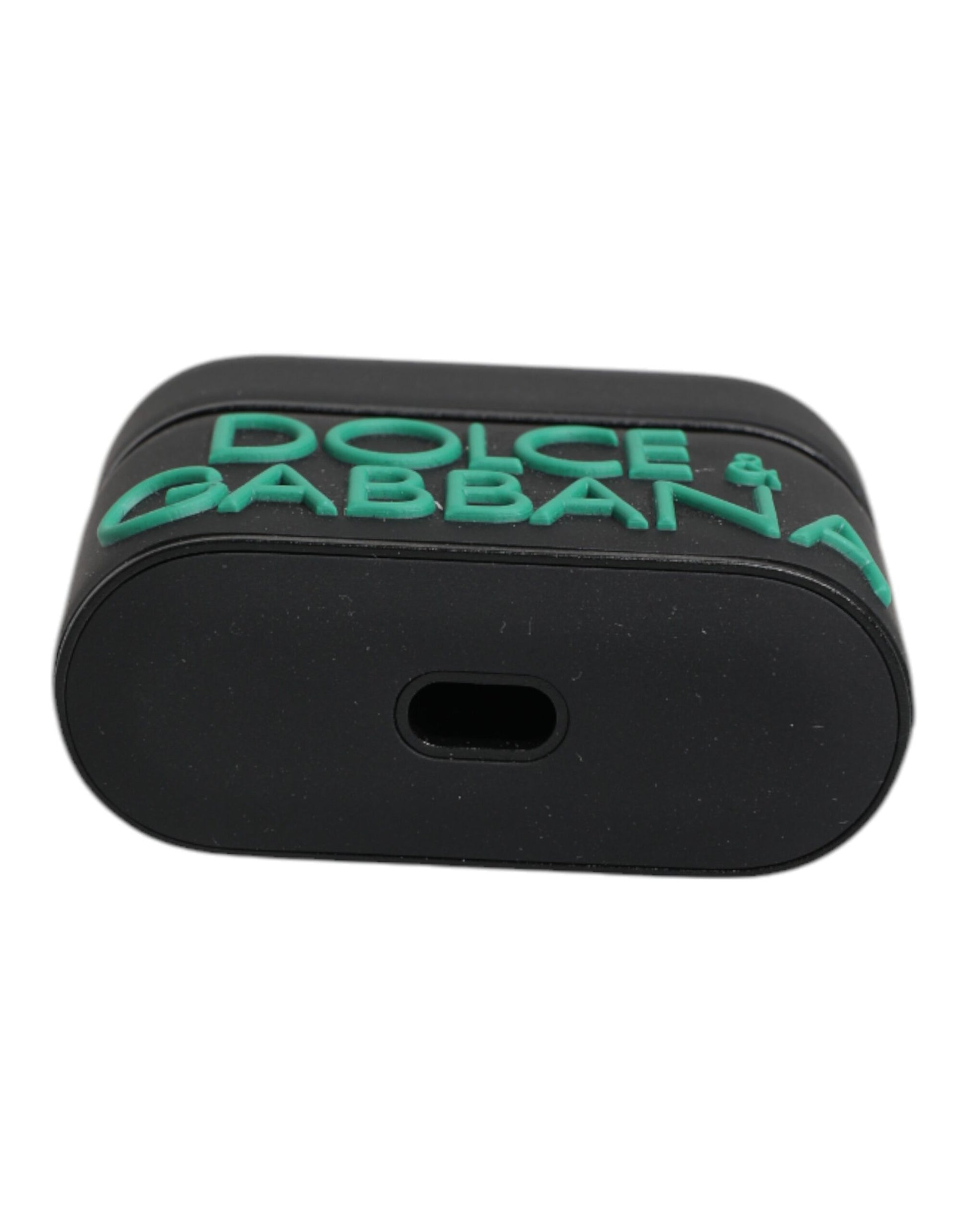 Airpods-Hülle aus Silikon mit geprägtem Logo in Schwarz und Orange