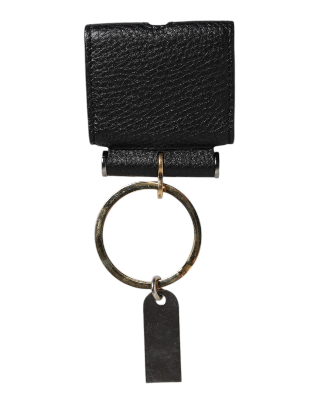 Airpods-Hülle mit schwarzem Lederband und goldenem Metall-Logo