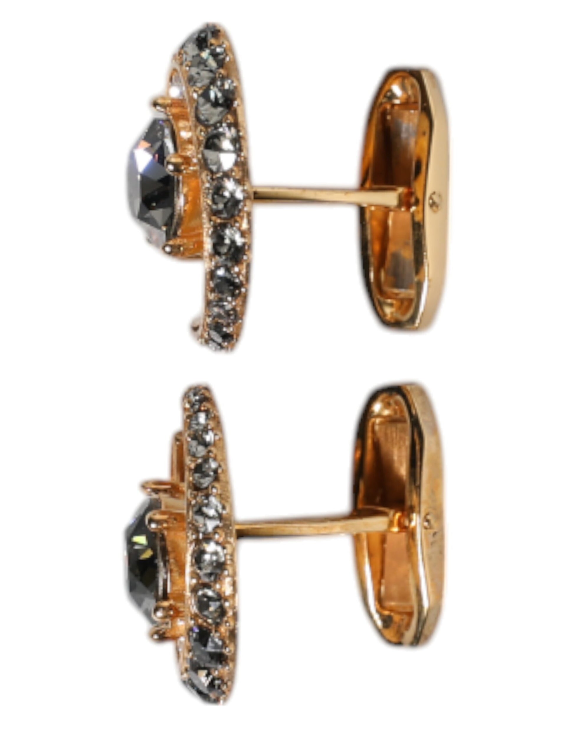 Manschettenknopf Luna aus Messing, Gold und schwarzem Kristall