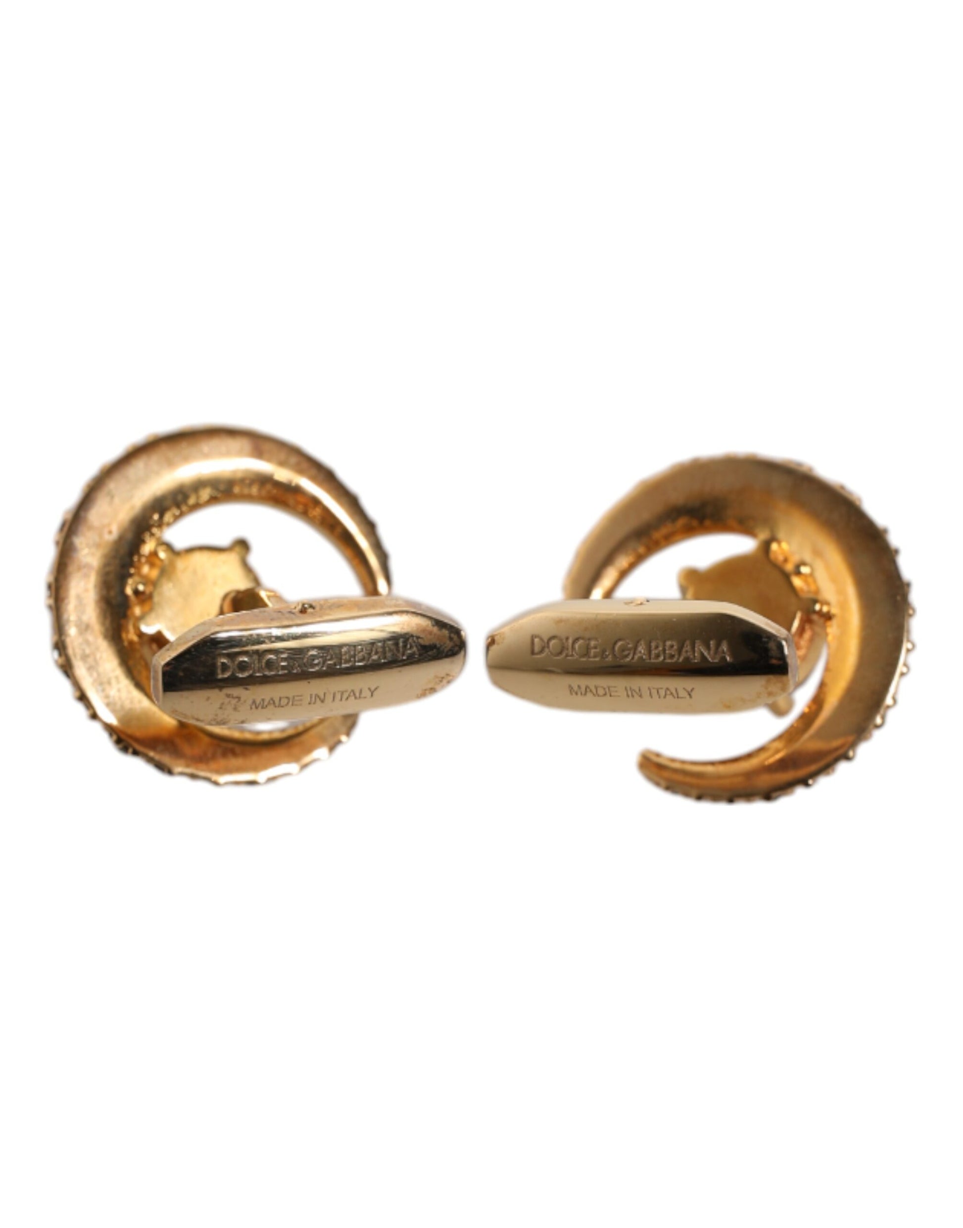 Manschettenknopf Luna aus Messing, Gold und schwarzem Kristall