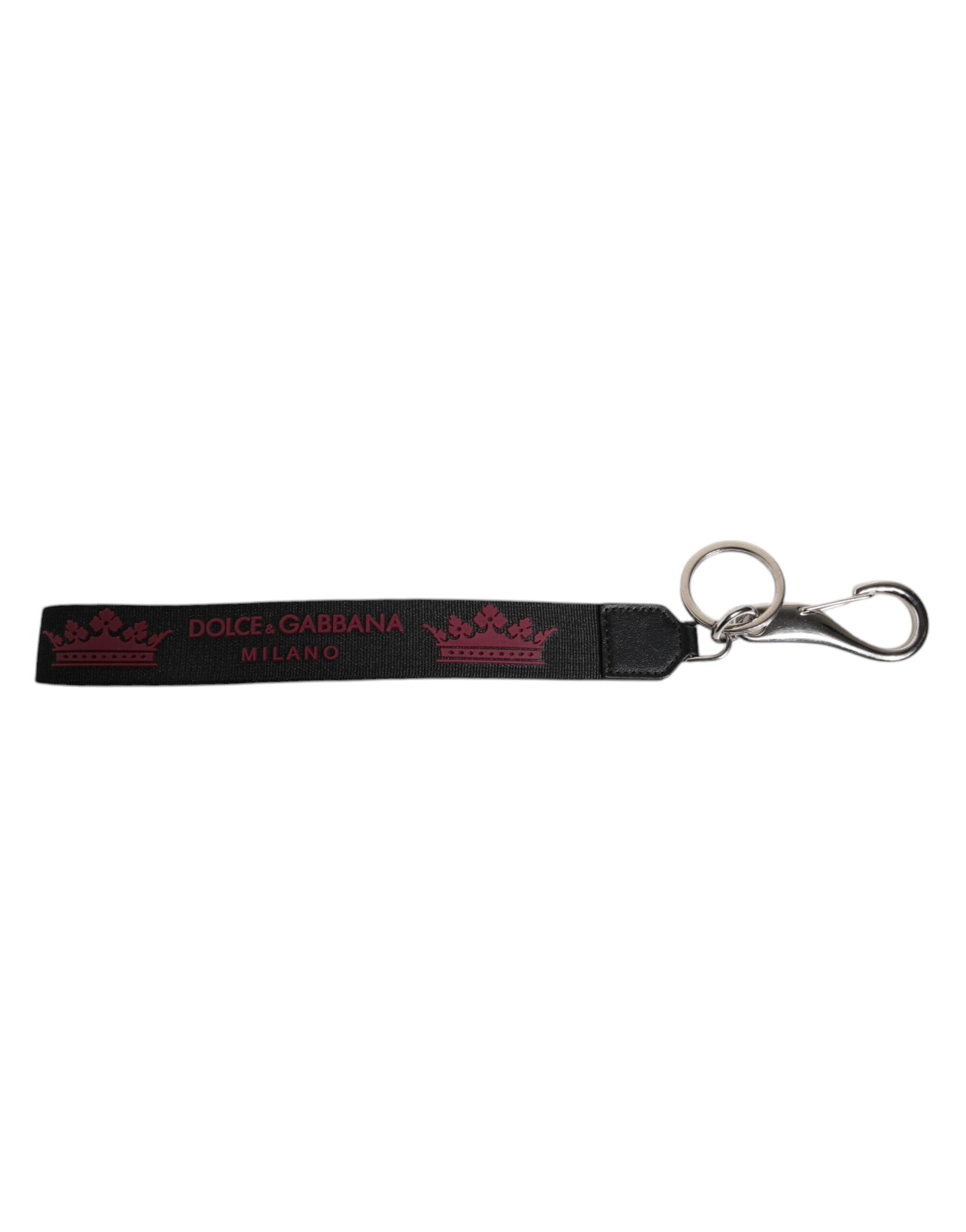 Schwarzer Nylon-Logo DG Crown Herrenhalter Schlüsselanhänger