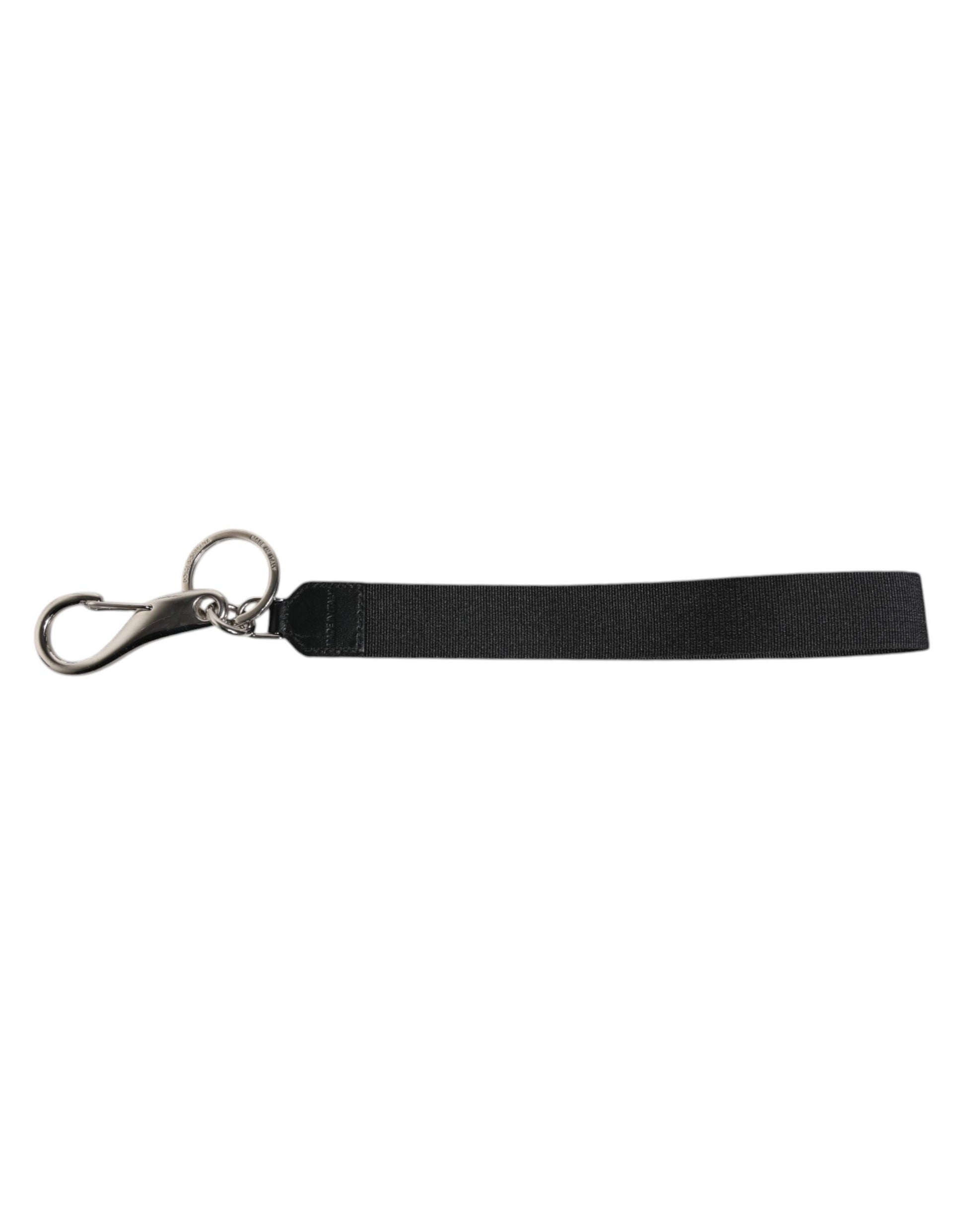 Dolce & Gabbana Black Nylon Logo DG Crown Men's Holder Keychain Keyring