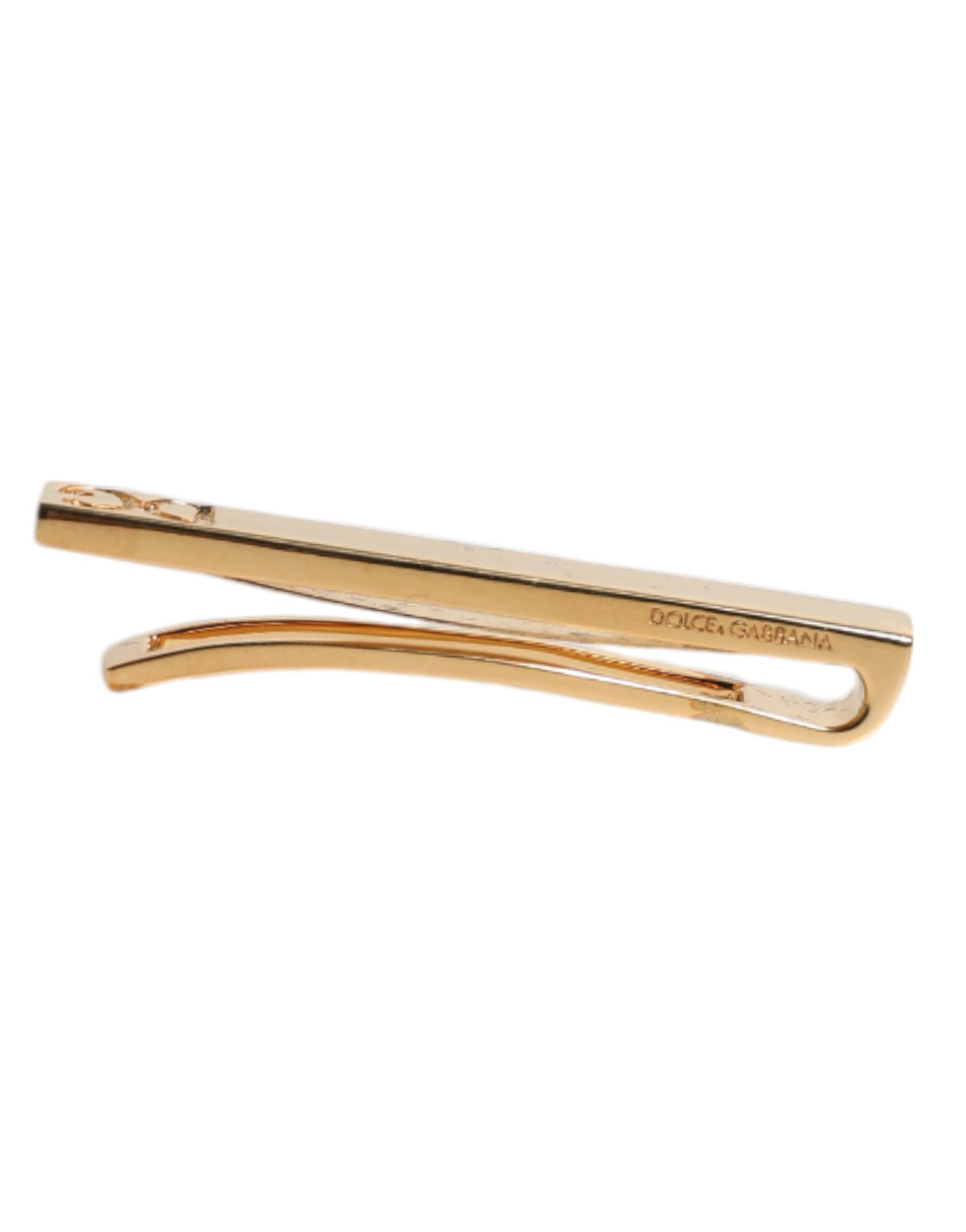 Goldfarbene Krawattenklammer aus Messing mit Logo