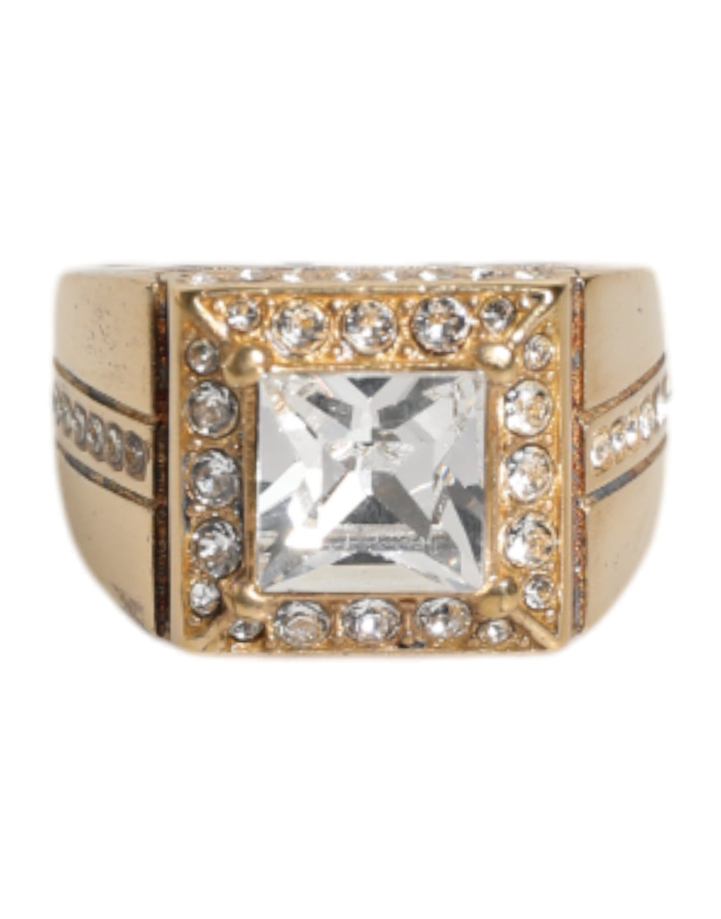 Goldfarbener Ring aus Sterlingsilber 925 mit Kristallen