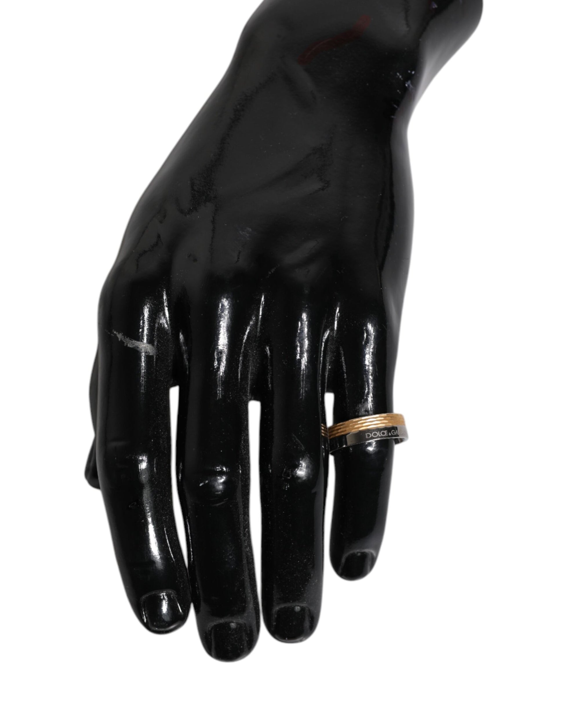 Dolce & Gabbana Gold Silver Tone Real Brass DG Logo Ring