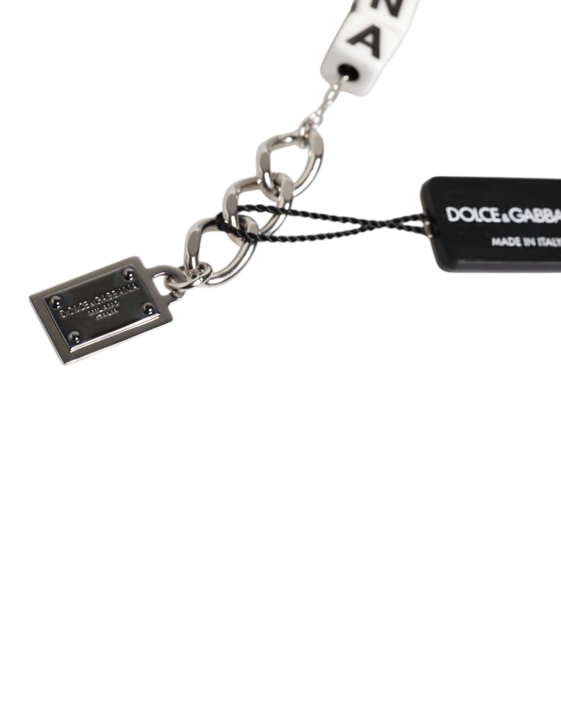 Charm-Armband mit Würfel-Logo und Kette aus silbernem Messing