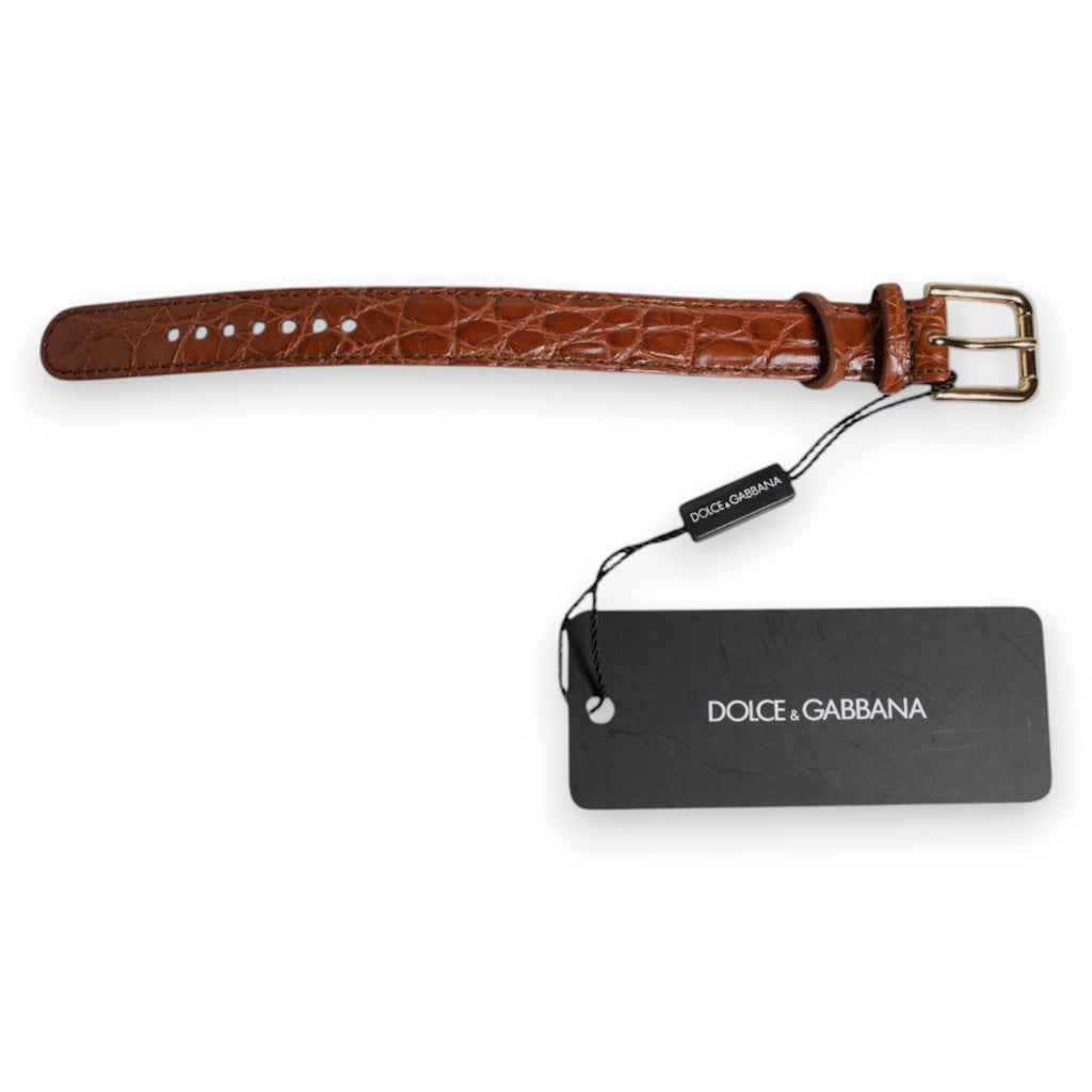 Armband aus strukturiertem Leder in Braun mit goldener Metallschnalle