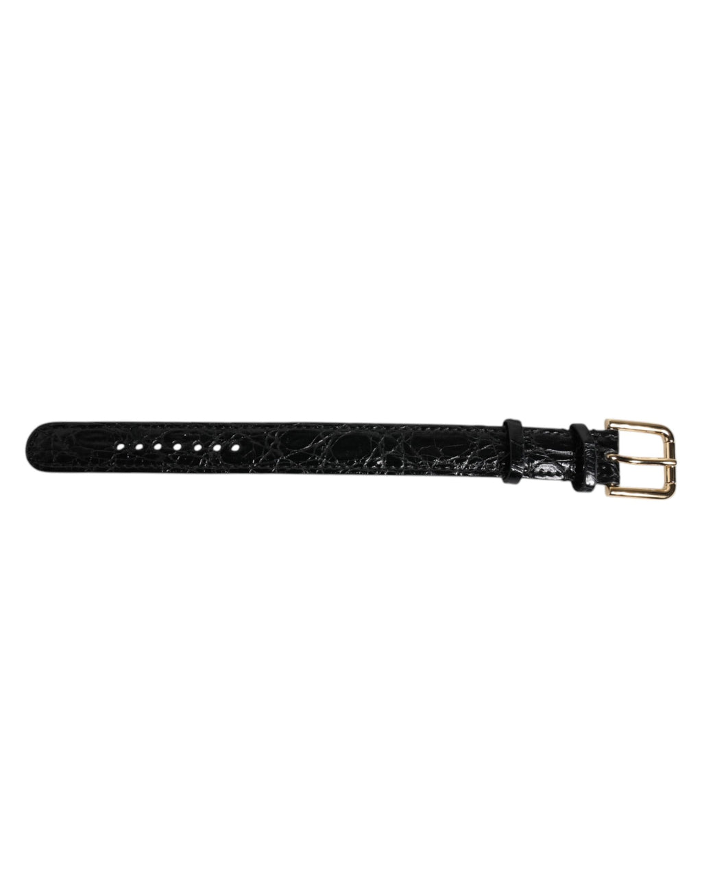 Armband aus schwarzem Exotenleder mit goldfarbener Metallschnalle