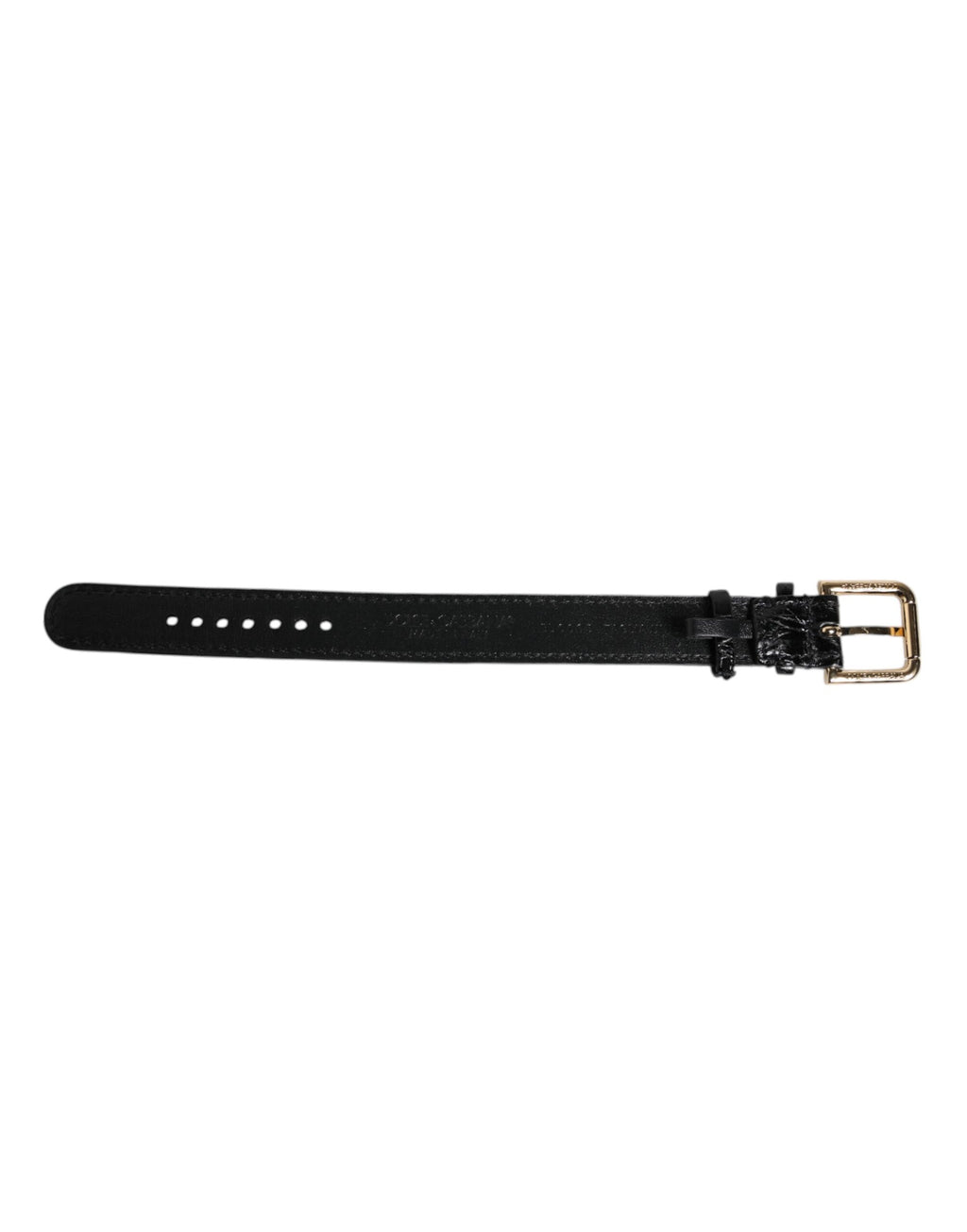 Armband aus schwarzem Exotenleder mit goldfarbener Metallschnalle