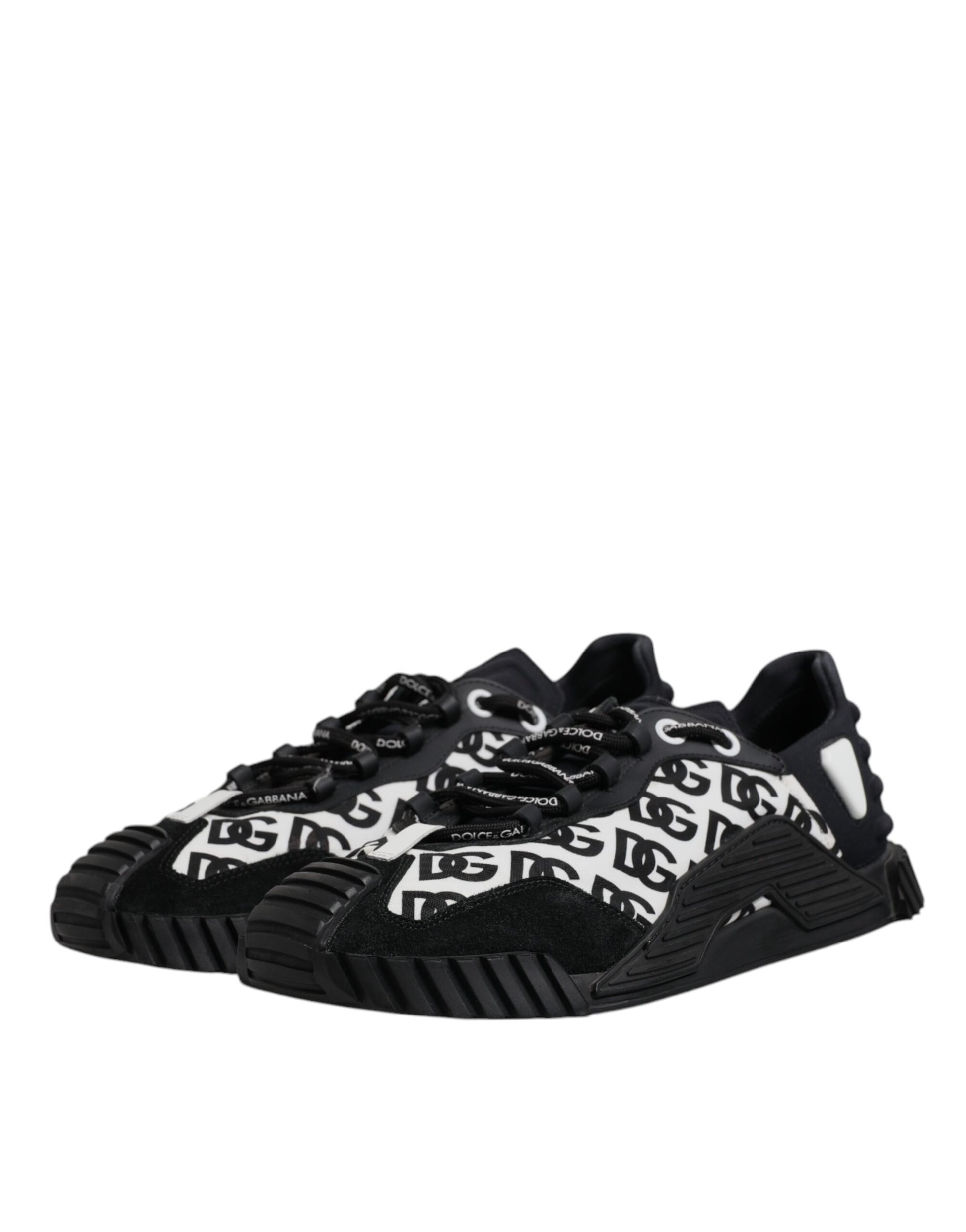 Dolce & Gabbana Black Logo Lace Up Low Top NS1 Sneakers Shoes