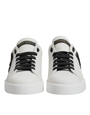 Dolce & Gabbana White Leather DG Logo Low Top Sneakers Shoes